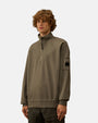 Brushed and Emerized Diagonal Fleece Half Zip Sweatshirt