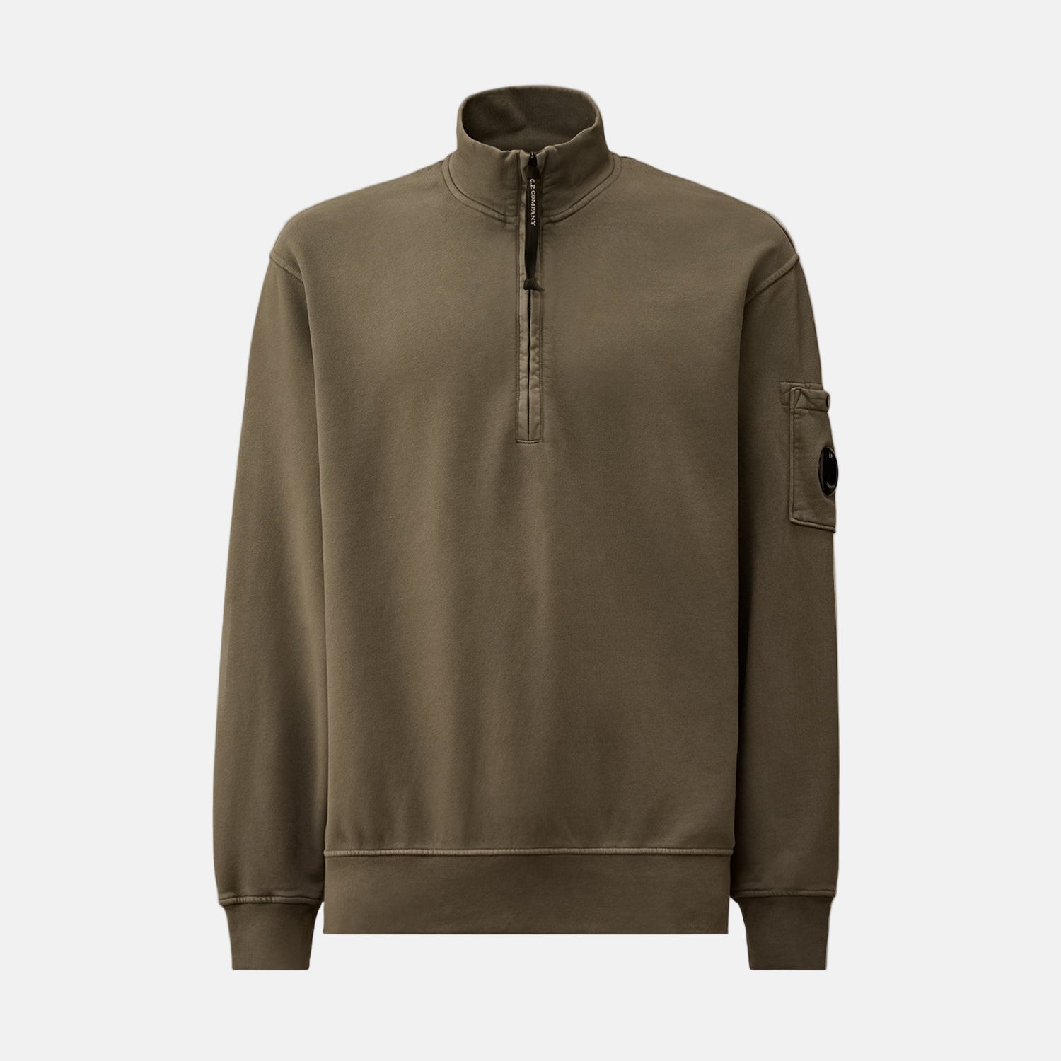Brushed and Emerized Diagonal Fleece Half Zip Sweatshirt