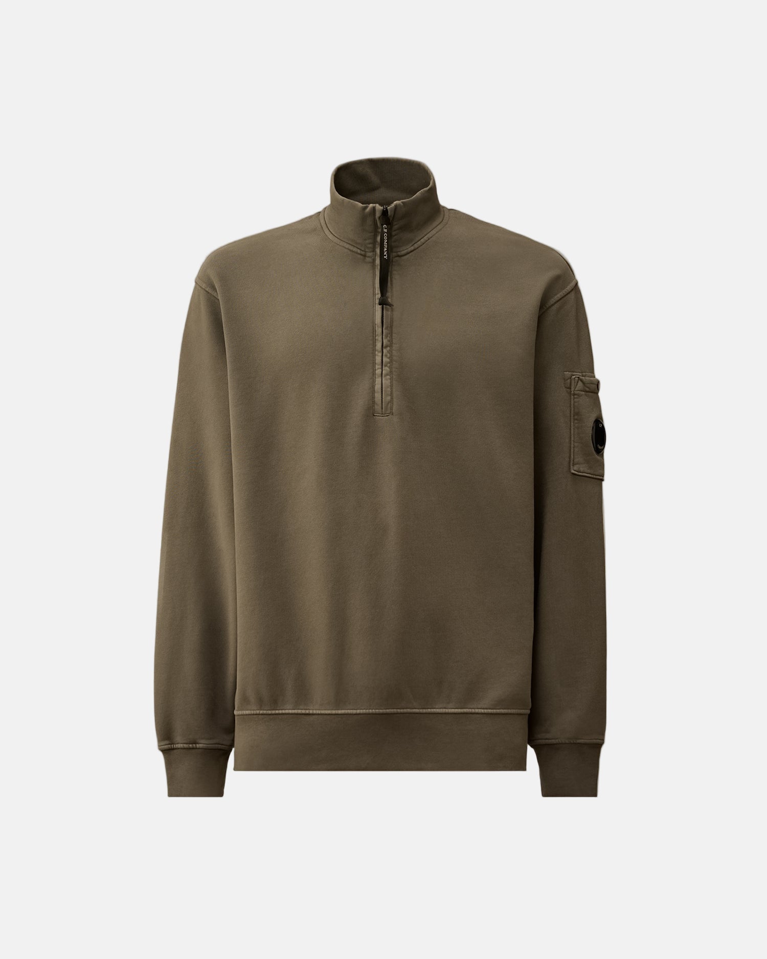 Brushed and Emerized Diagonal Fleece Half Zip Sweatshirt