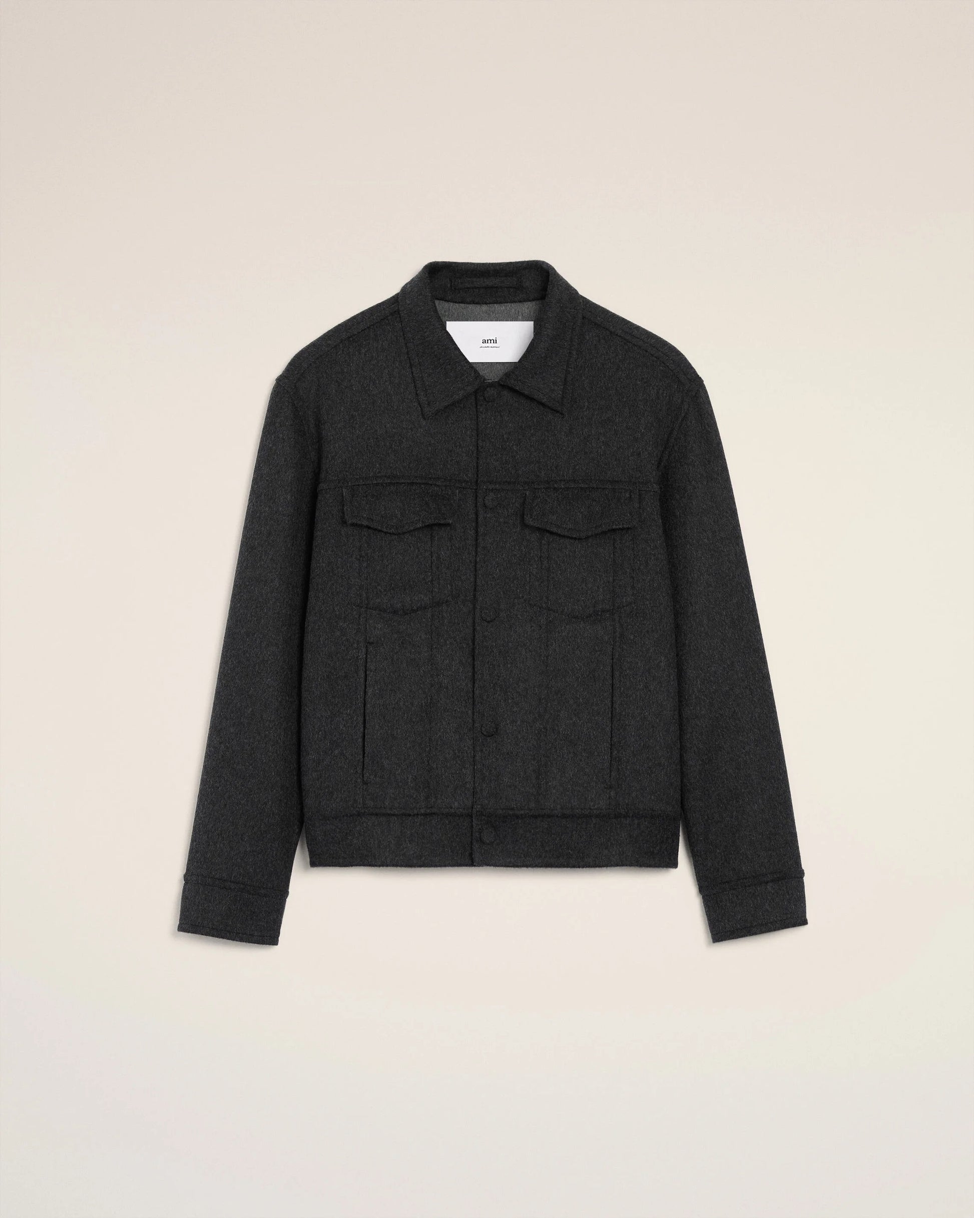 Truckerjacke aus Wolle in Grau