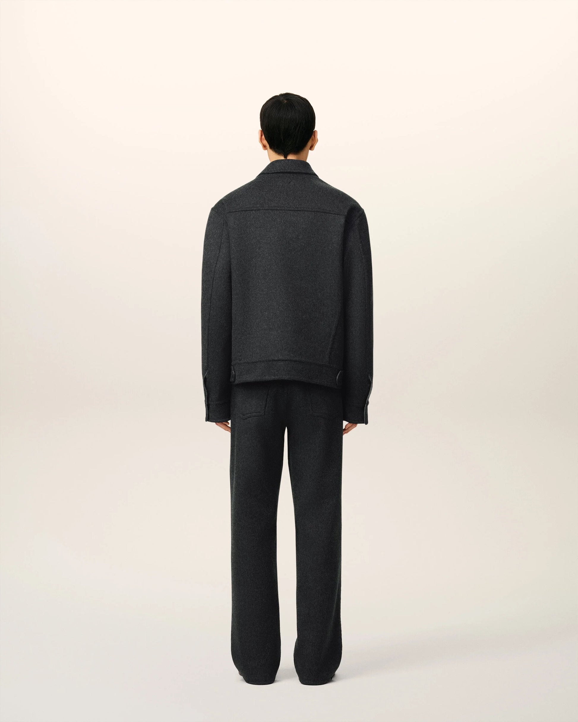 Truckerjacke aus Wolle in Grau