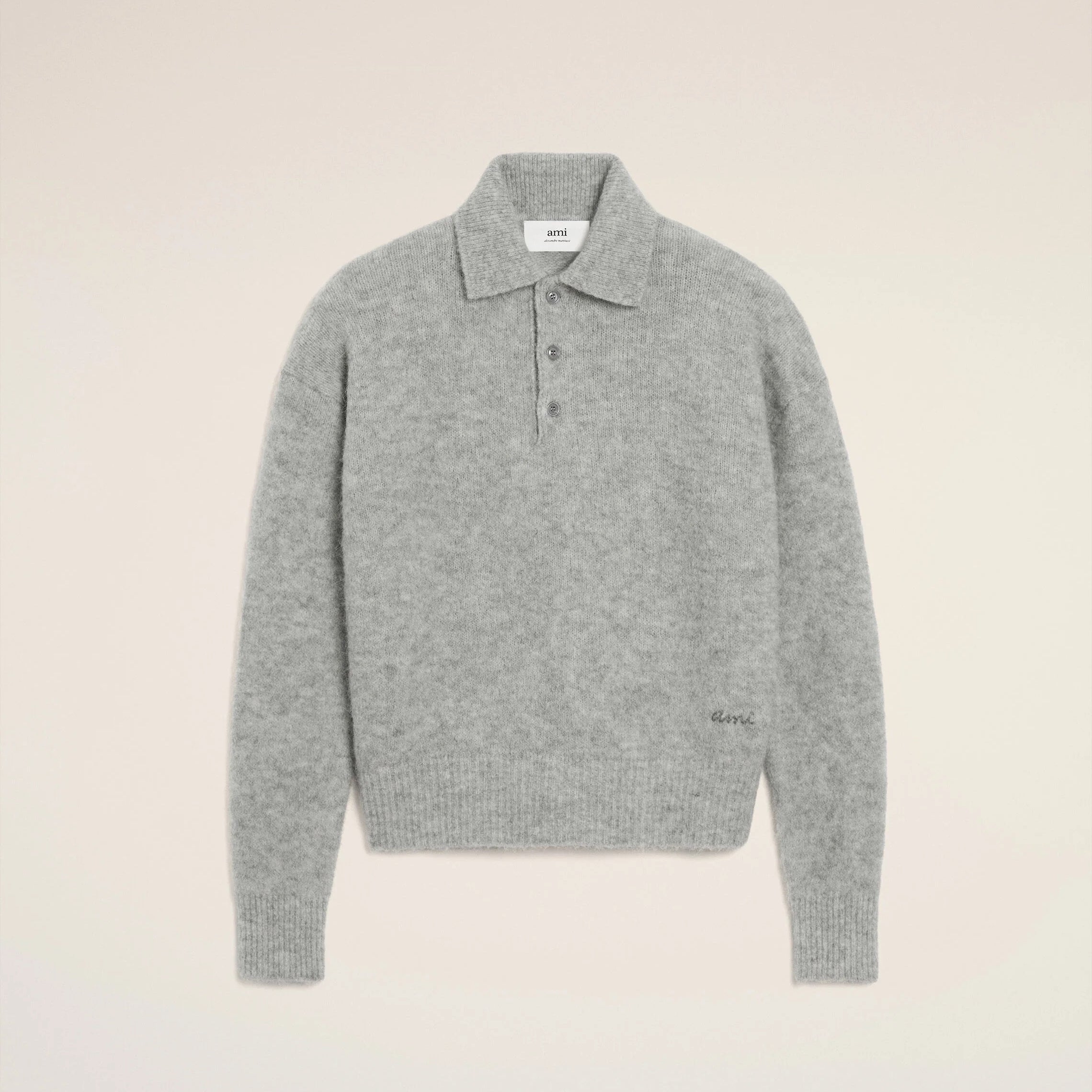 Langärmeliges Ami Polohemd aus Alpakawolle