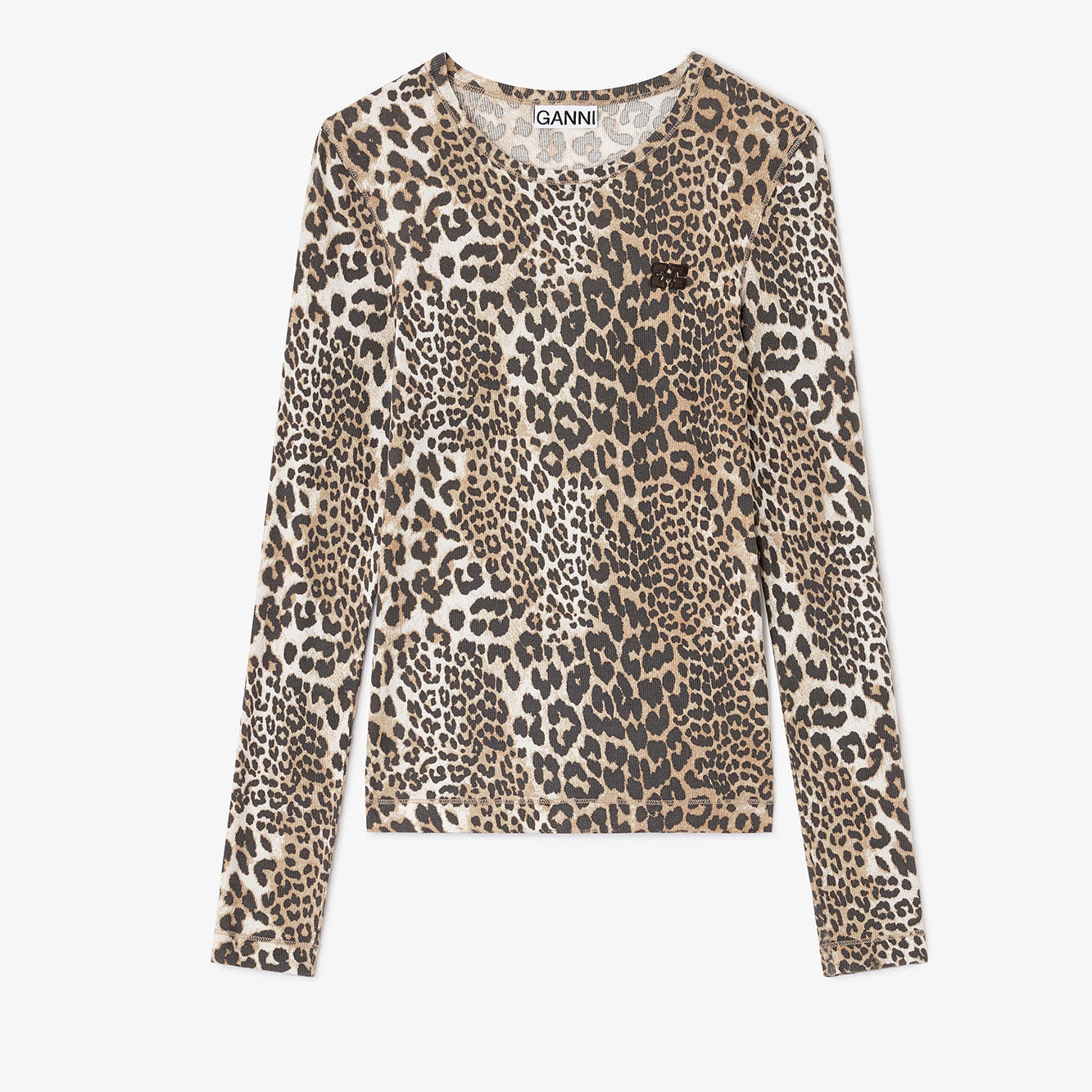Ripp-Langarmshirt mit Leopardenmuster