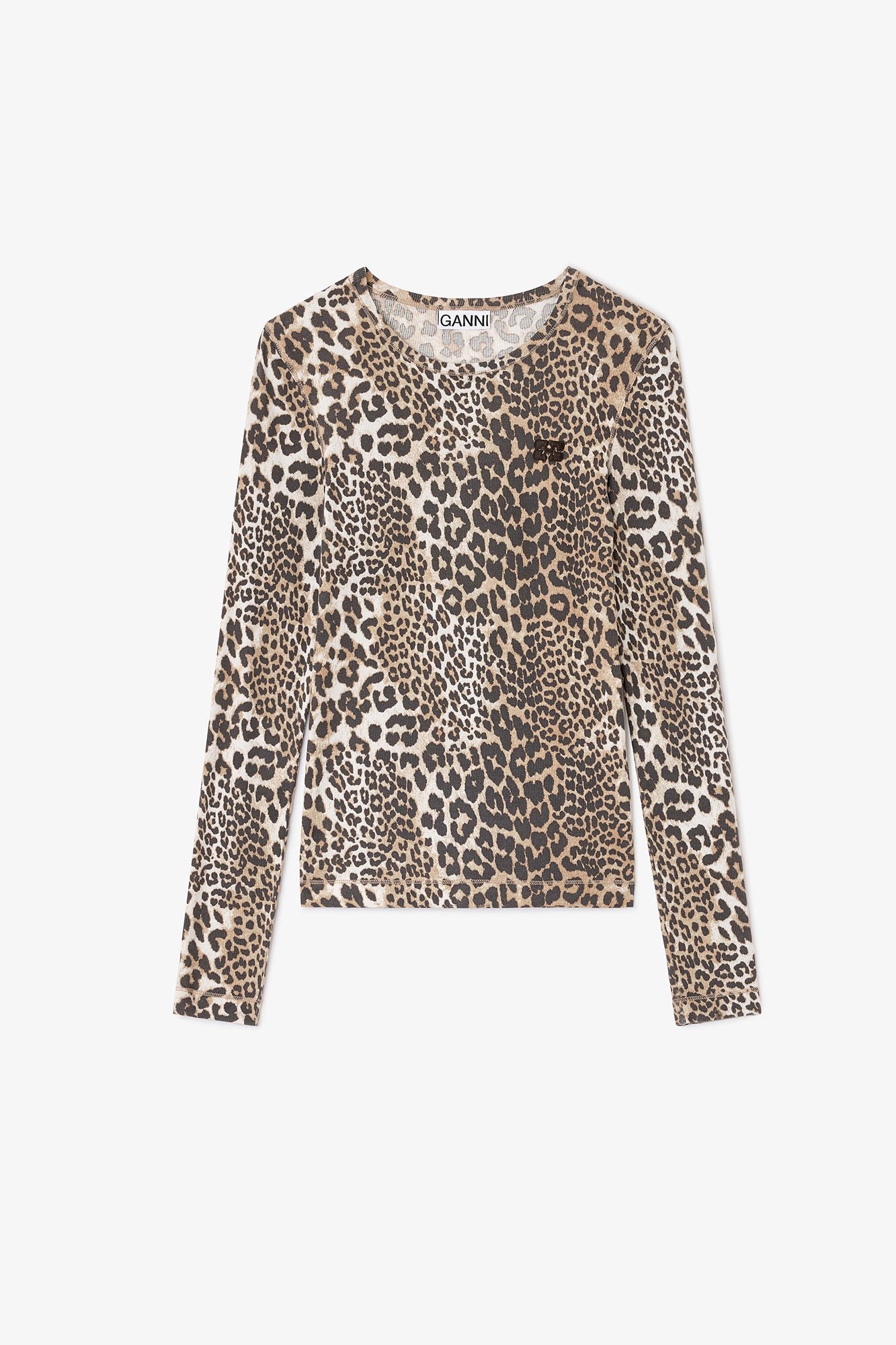 Ripp-Langarmshirt mit Leopardenmuster
