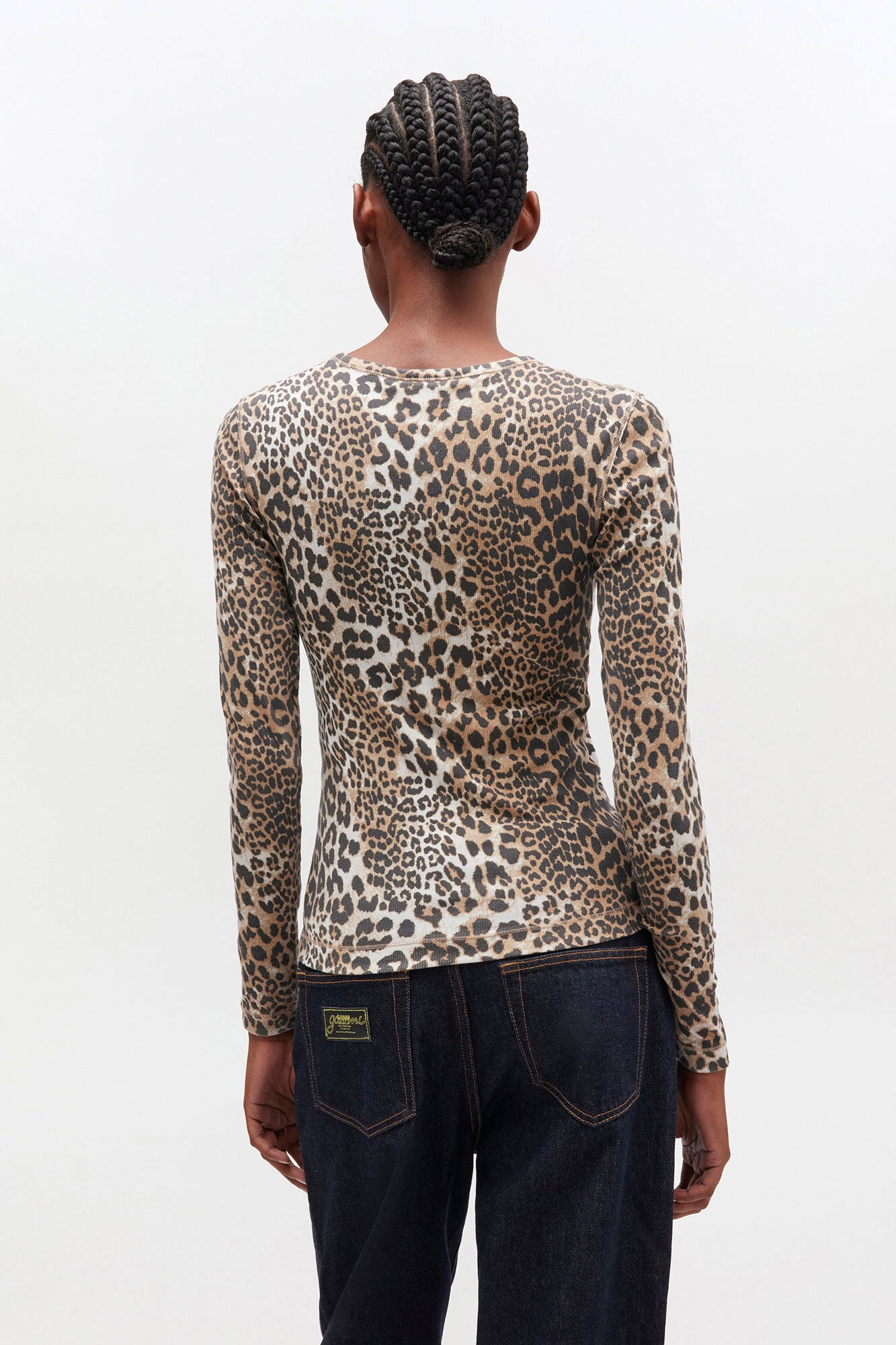 Ripp-Langarmshirt mit Leopardenmuster