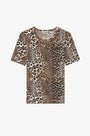 Ripp-T-Shirt mit Leopardenmuster