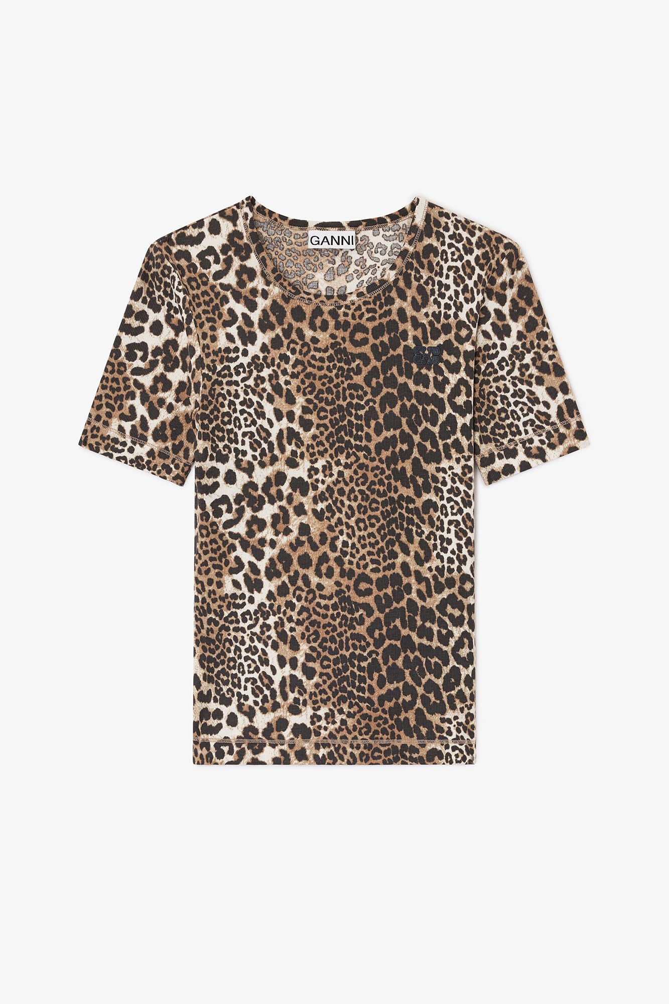 Ripp-T-Shirt mit Leopardenmuster