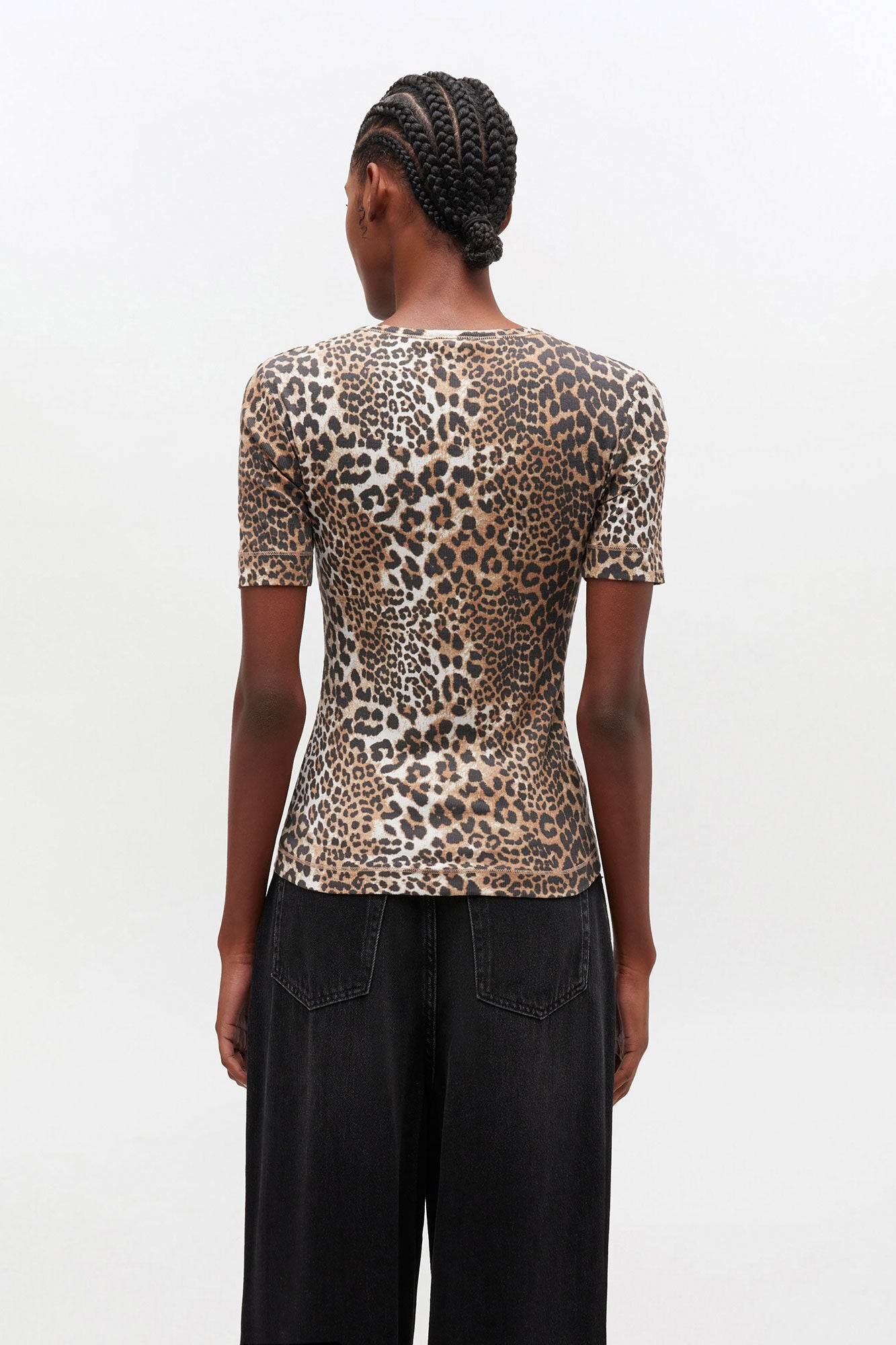 Ripp-T-Shirt mit Leopardenmuster