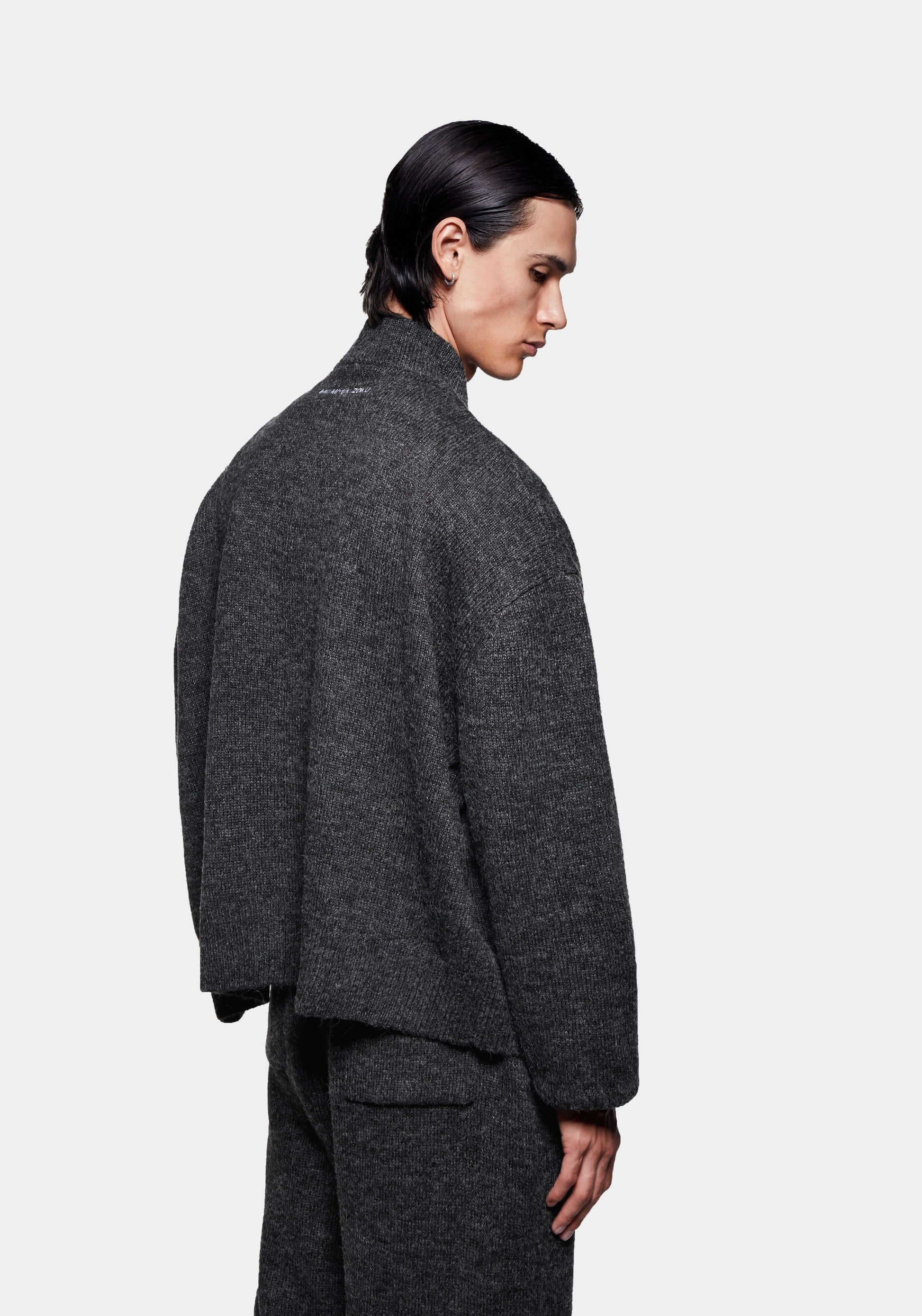 MOHAIR BLEND KNIT TRACK JACKET