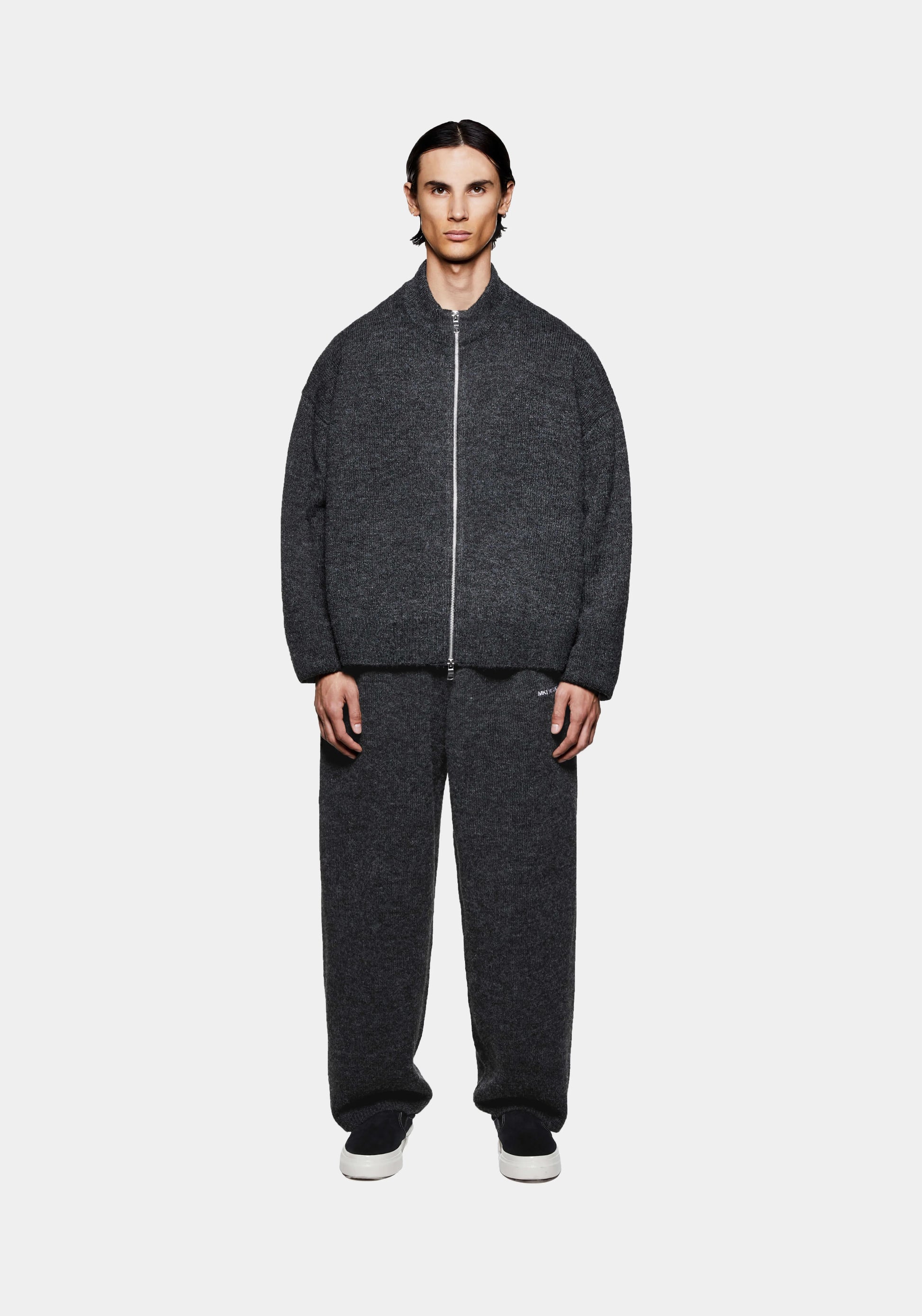 MOHAIR BLEND KNIT TRACK JACKET