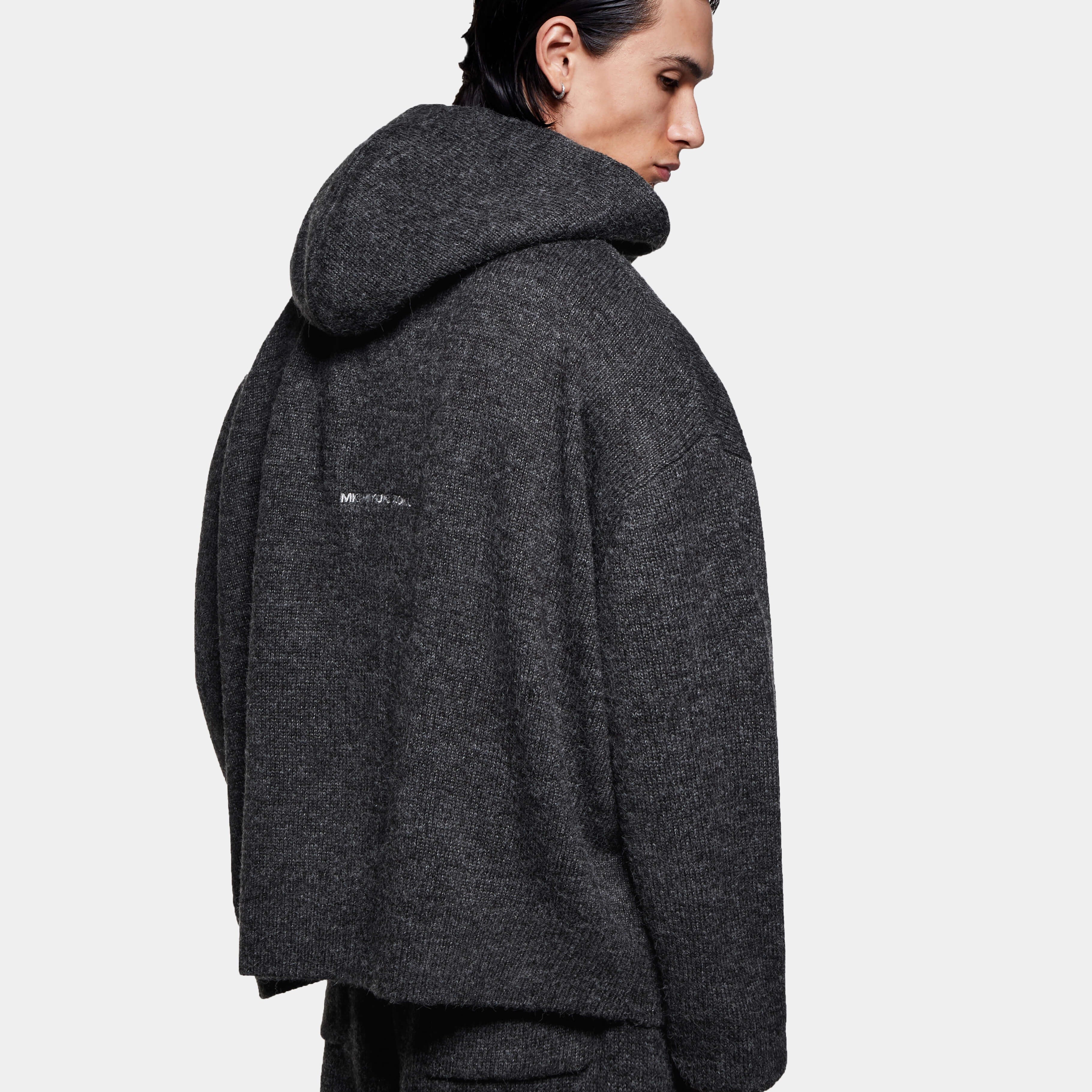 MOHAIR BLEND KNIT ZIP HOODY