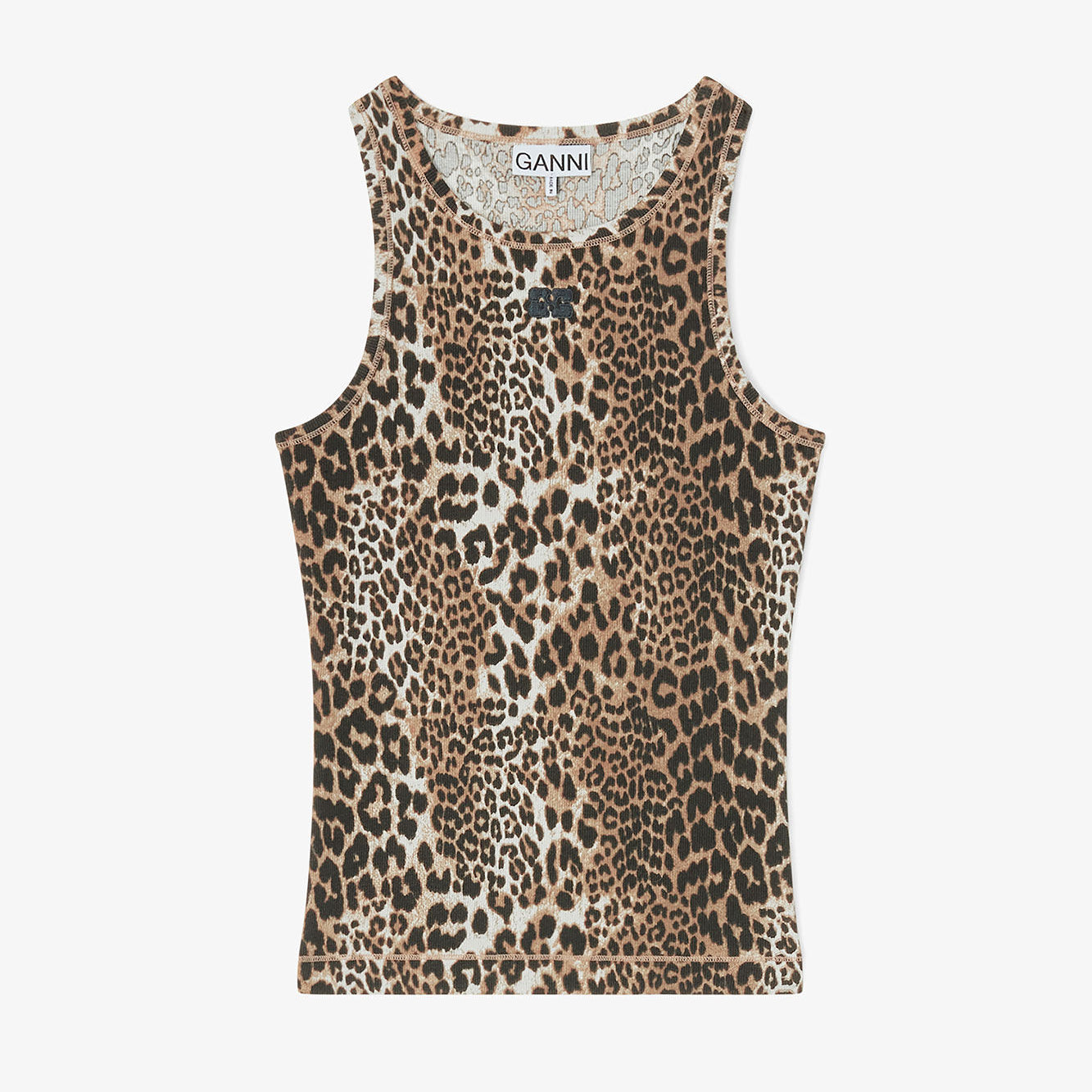 Geripptes Tanktop mit Leopardenmuster