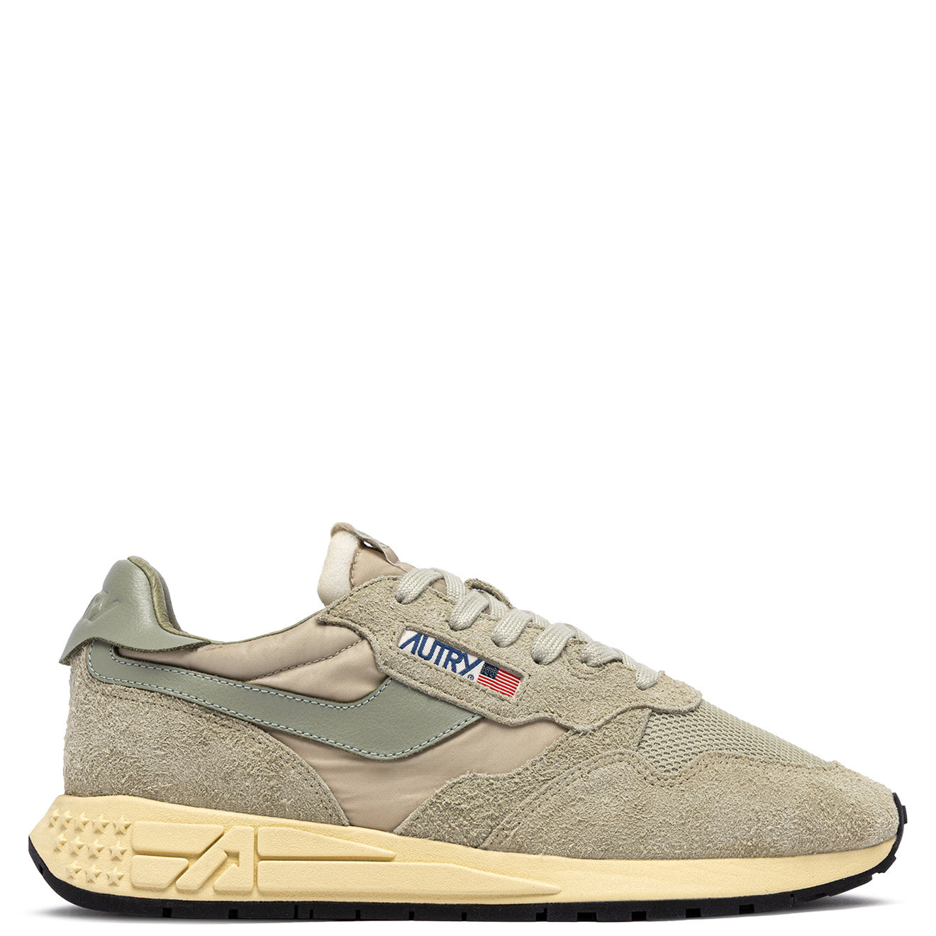 SNEAKERS REELWIND AUS NYLON UND WILDLEDER IN SPONGE UND SEA GRASS
