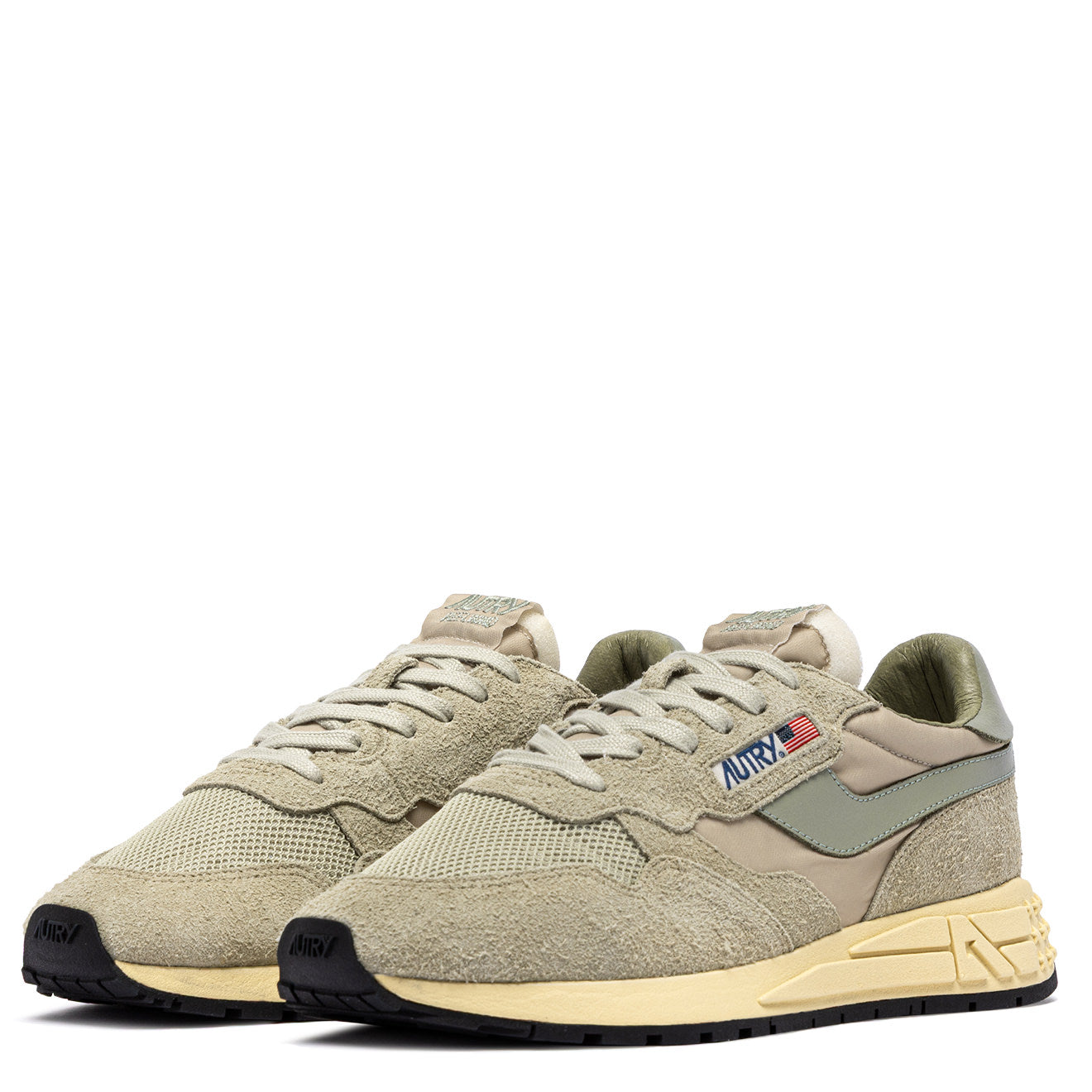 SNEAKERS REELWIND AUS NYLON UND WILDLEDER IN SPONGE UND SEA GRASS