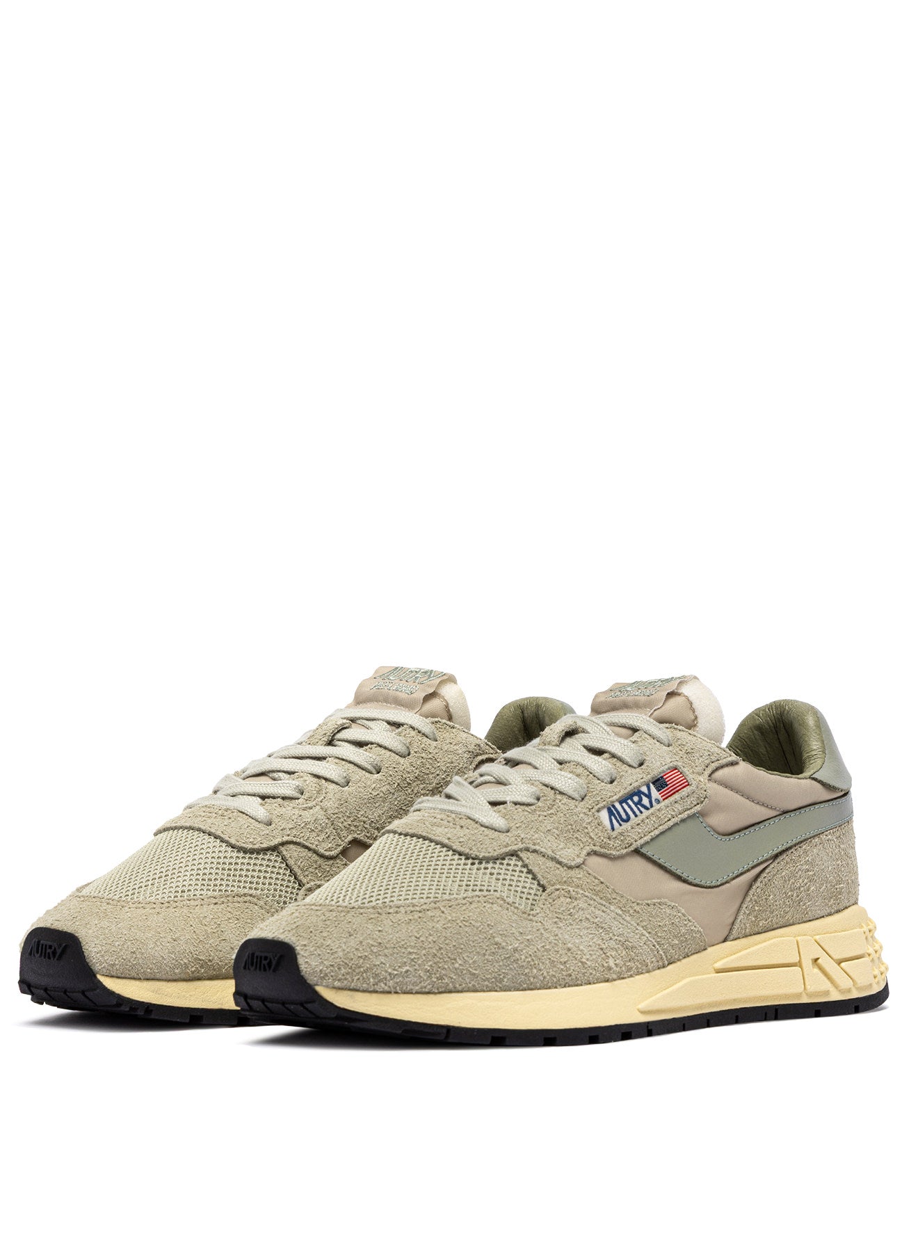 SNEAKERS REELWIND AUS NYLON UND WILDLEDER IN SPONGE UND SEA GRASS