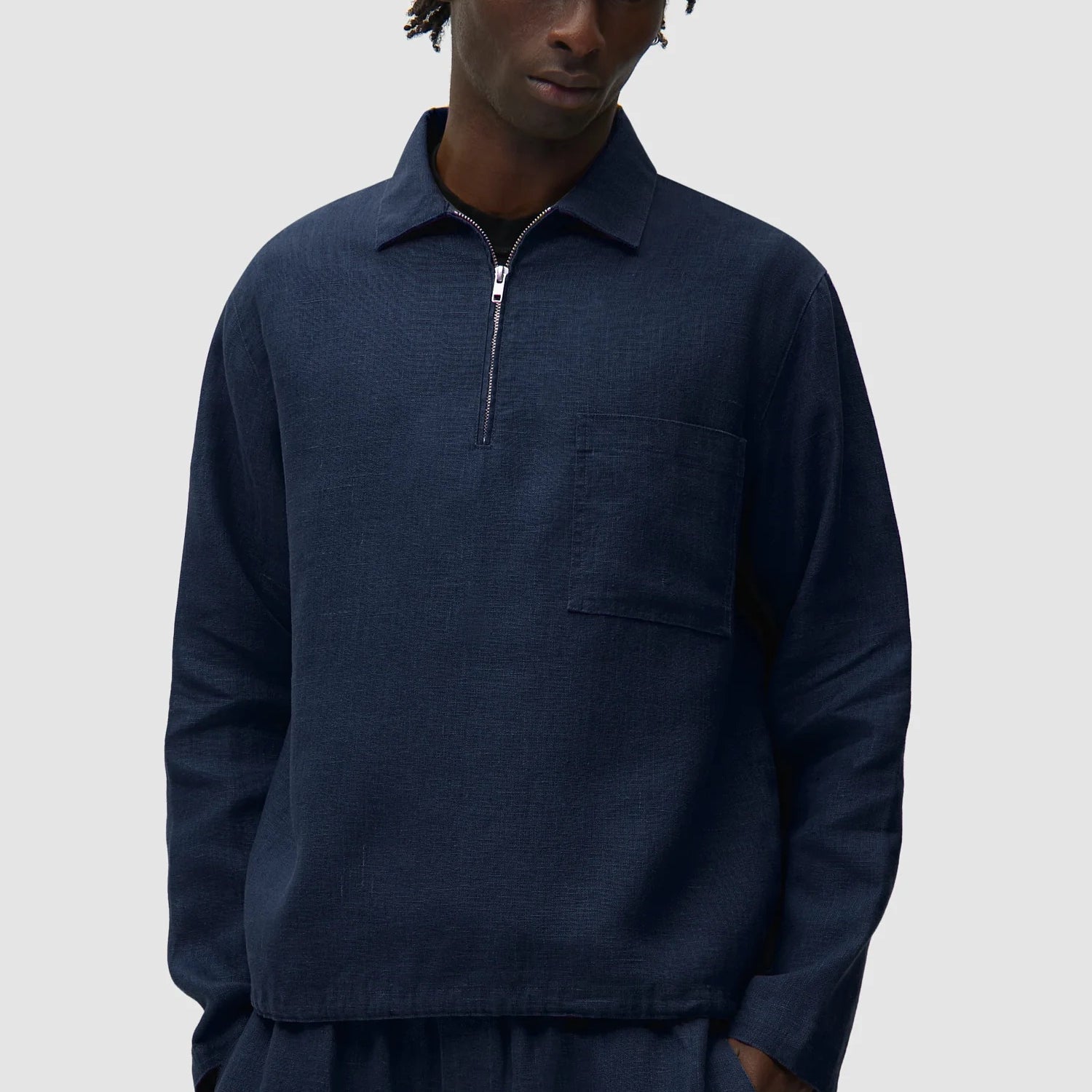 Linen Quarter Zip Pullover