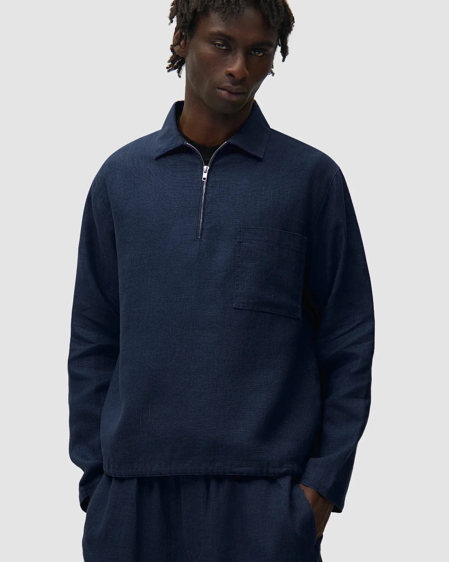 Linen Quarter Zip Pullover