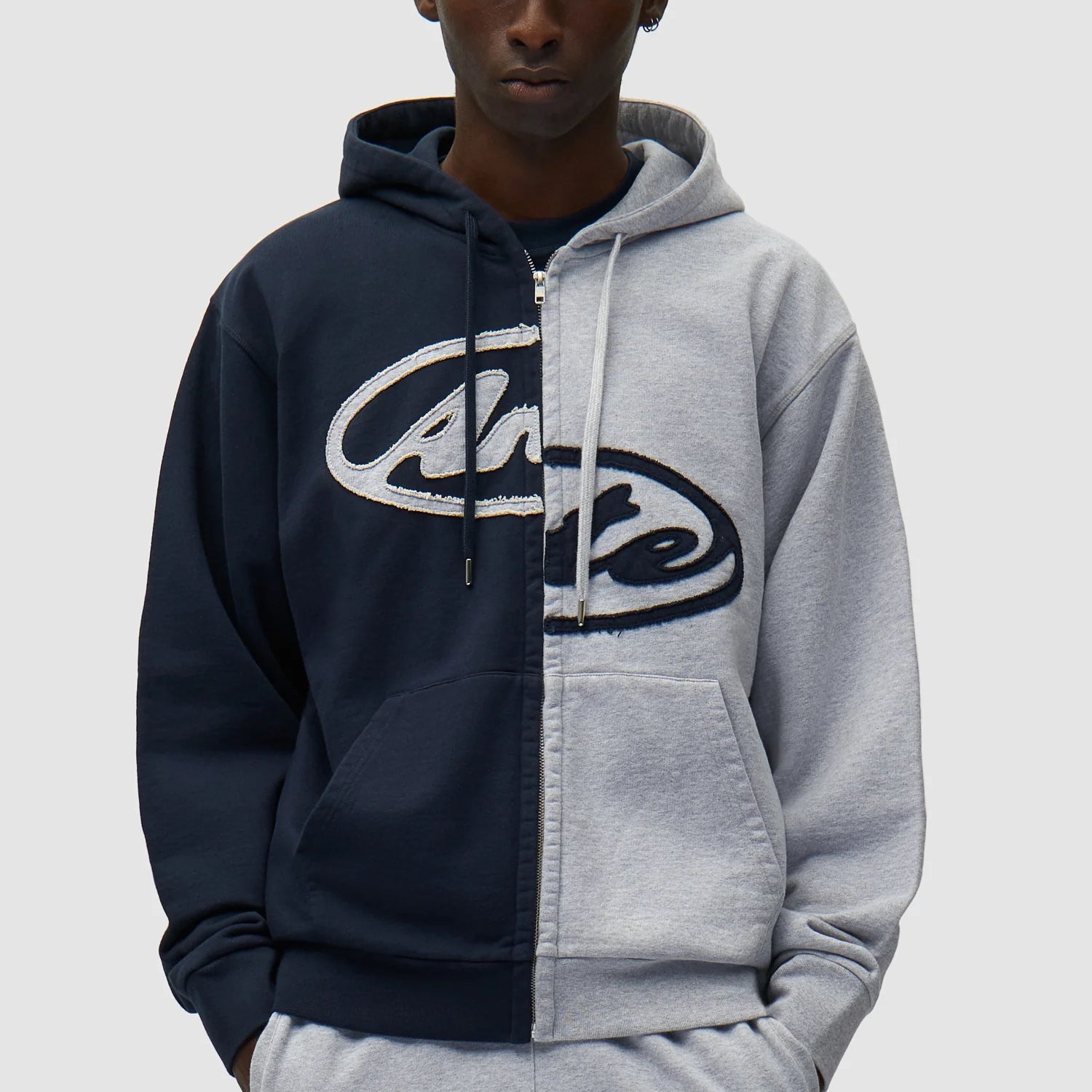 Split Patch Zip Hoodie