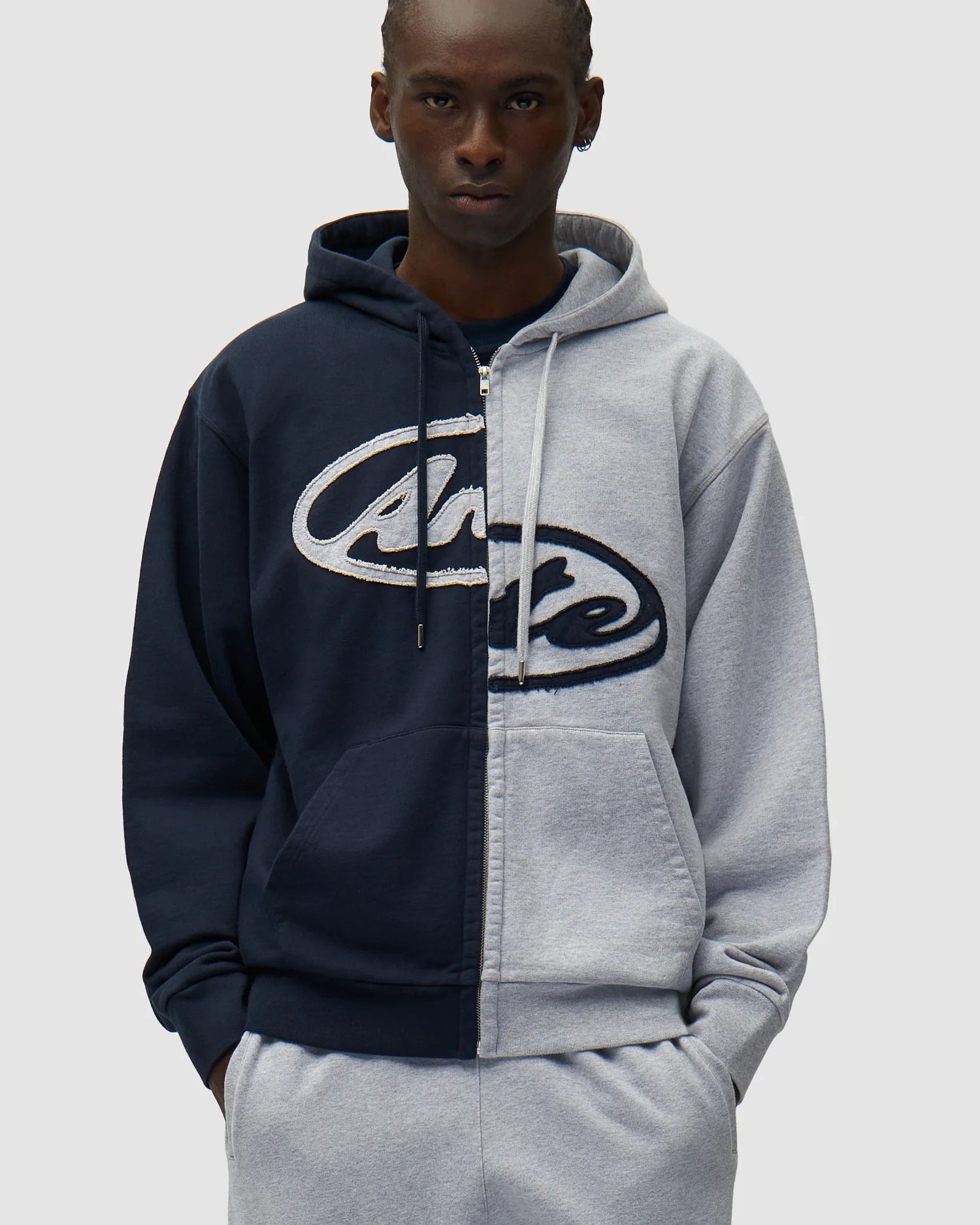 Split Patch Zip Hoodie