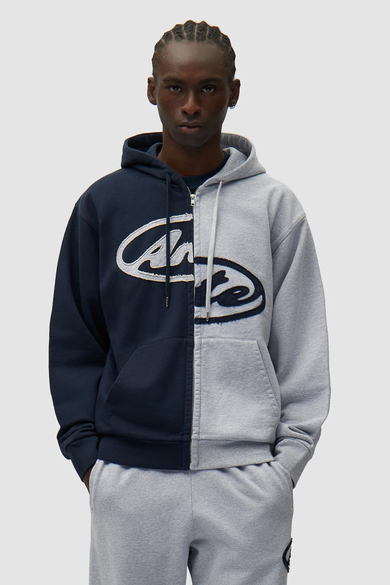 Split Patch Zip Hoodie