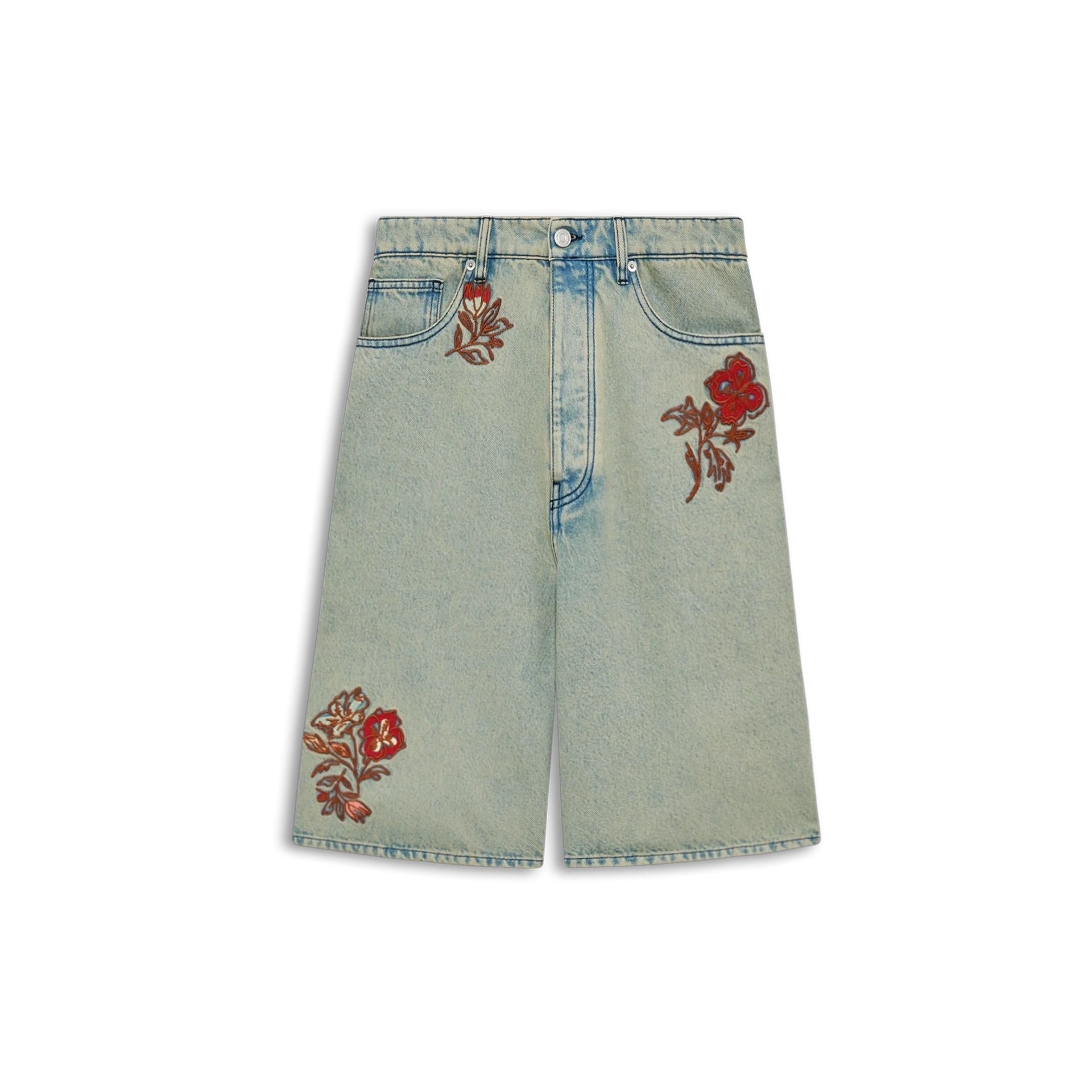 Short Jean Dusty Brodé Fleurs
