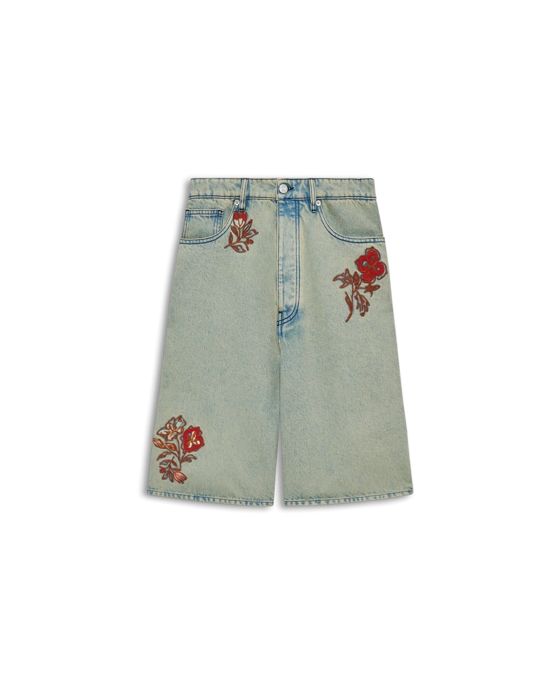 Short Jean Dusty Brodé Fleurs