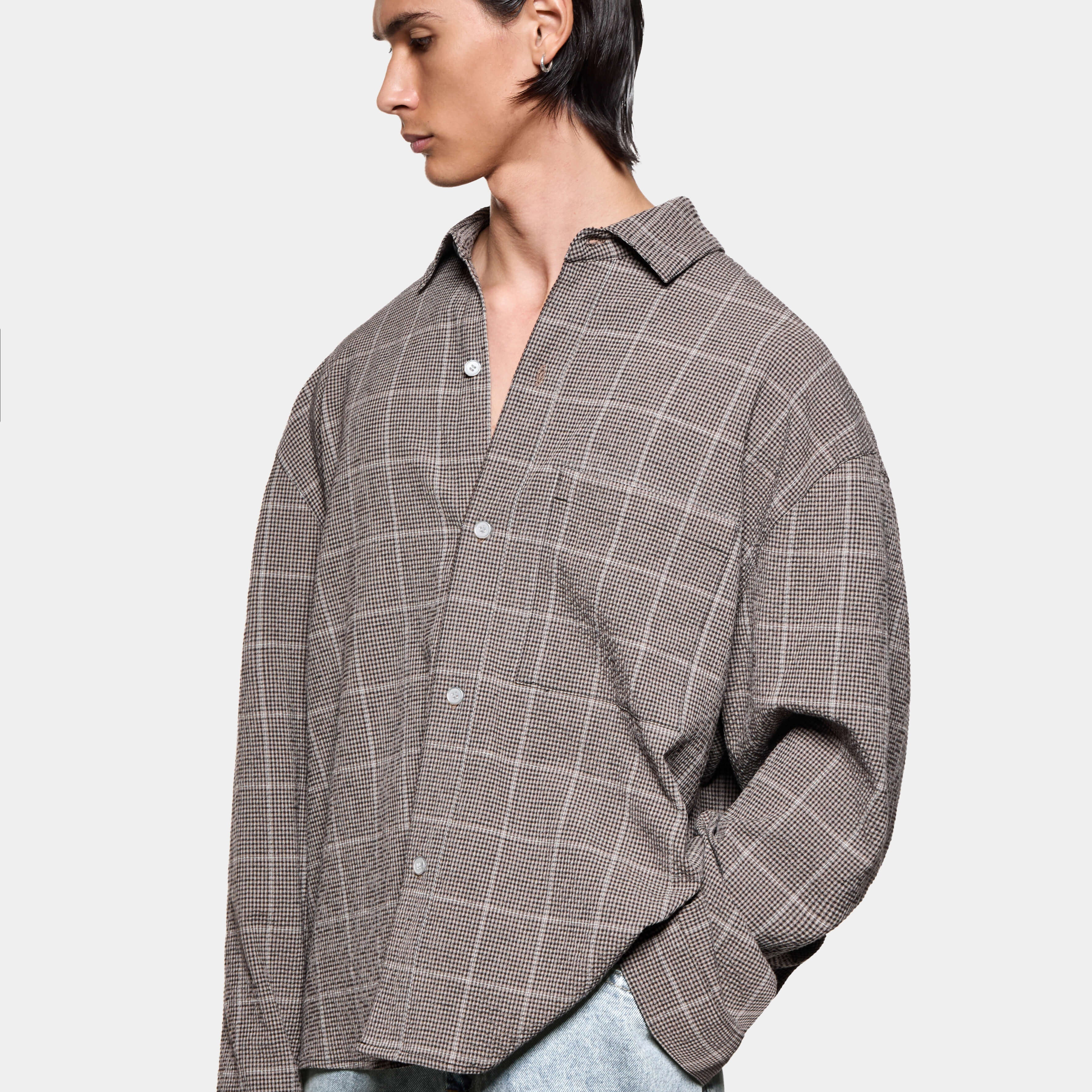 SEERSUCKER CHECK BOX DRESS SHIRT