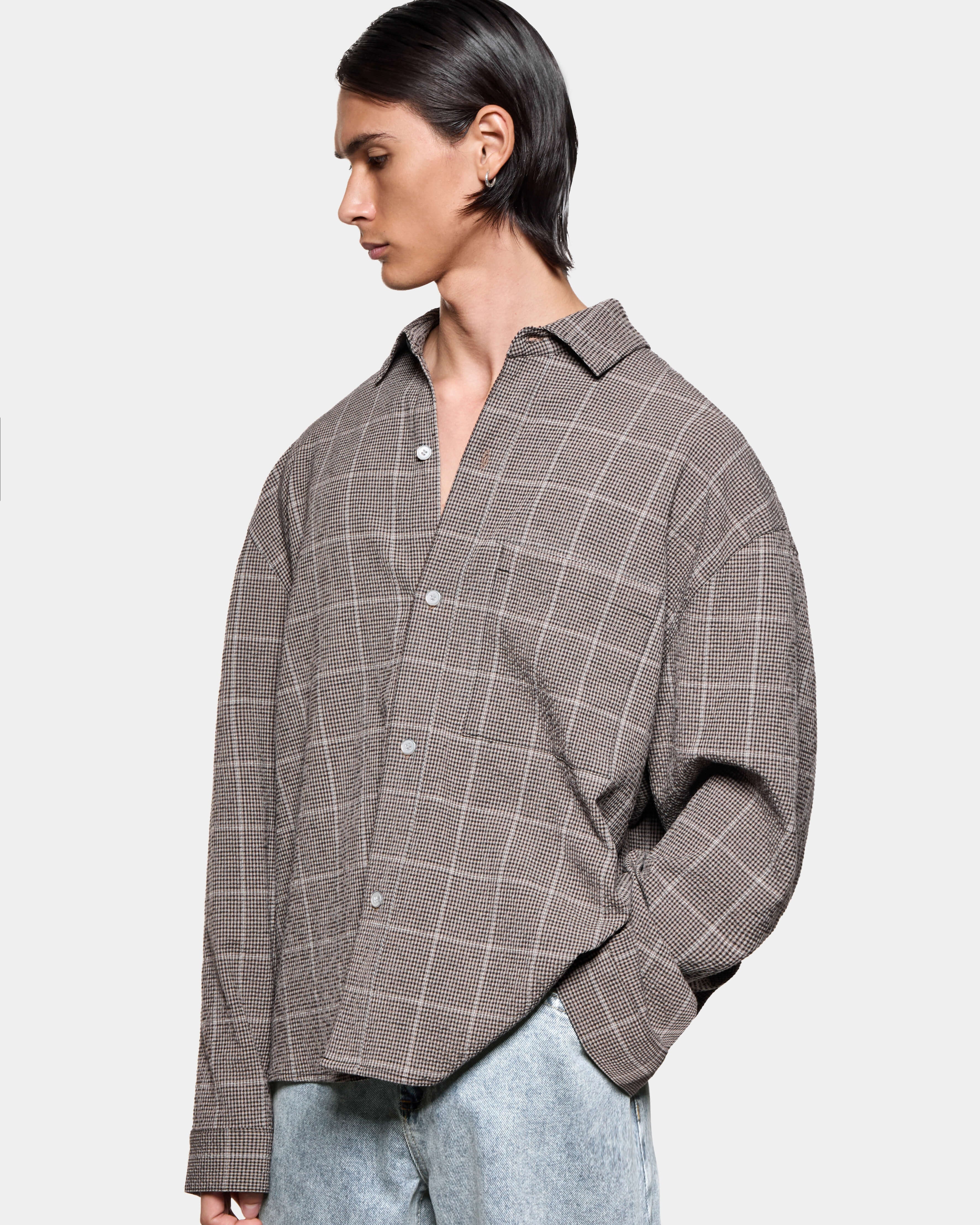 SEERSUCKER CHECK BOX DRESS SHIRT