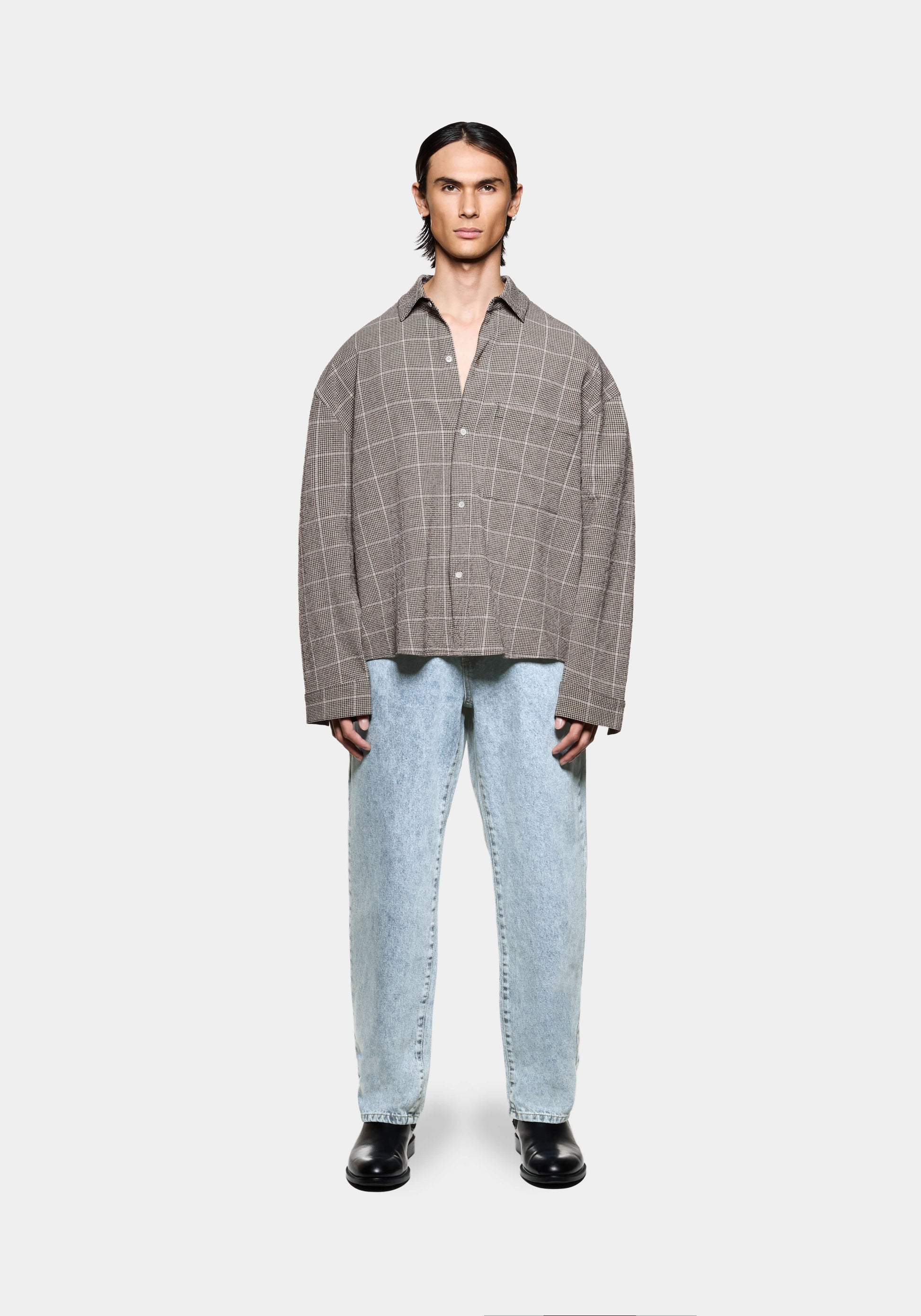 SEERSUCKER CHECK BOX DRESS SHIRT