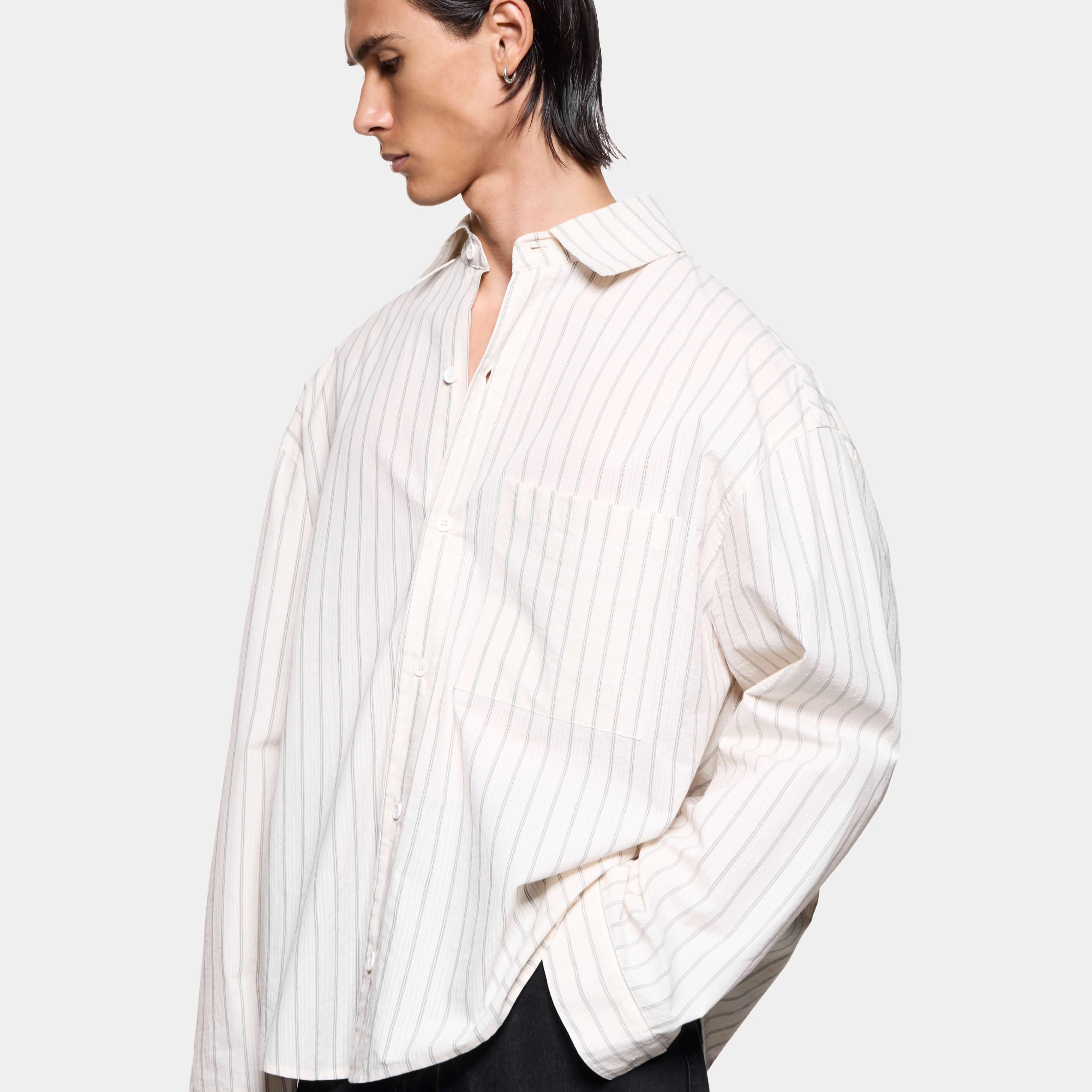 SEERSUCKER STRIPE BOX DRESS SHIRT