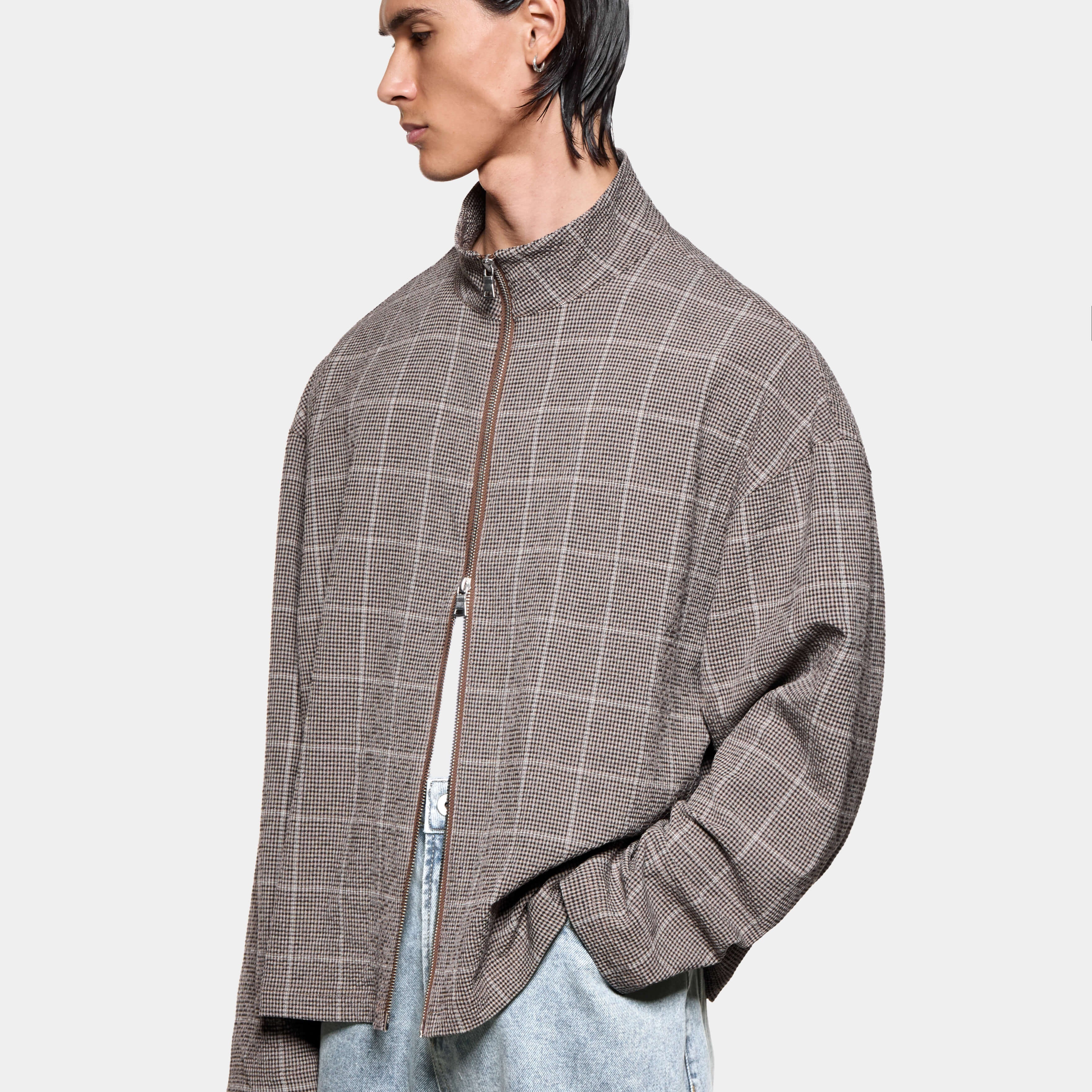 SEERSUCKER CHECK TRACK JACKET