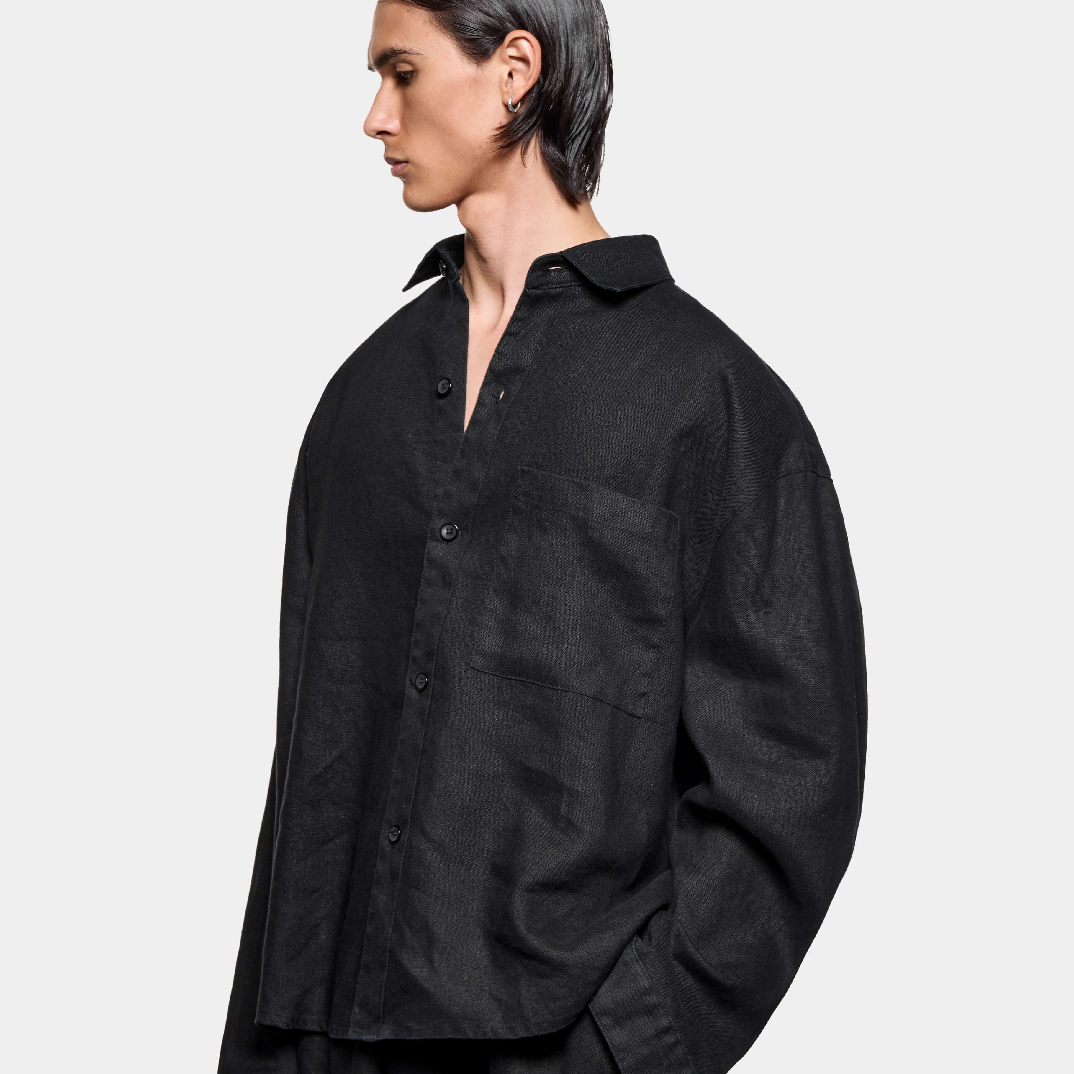 LINEN BOX DRESS SHIRT