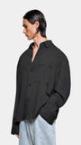DRAPE SLUB BOX DRESS SHIRT