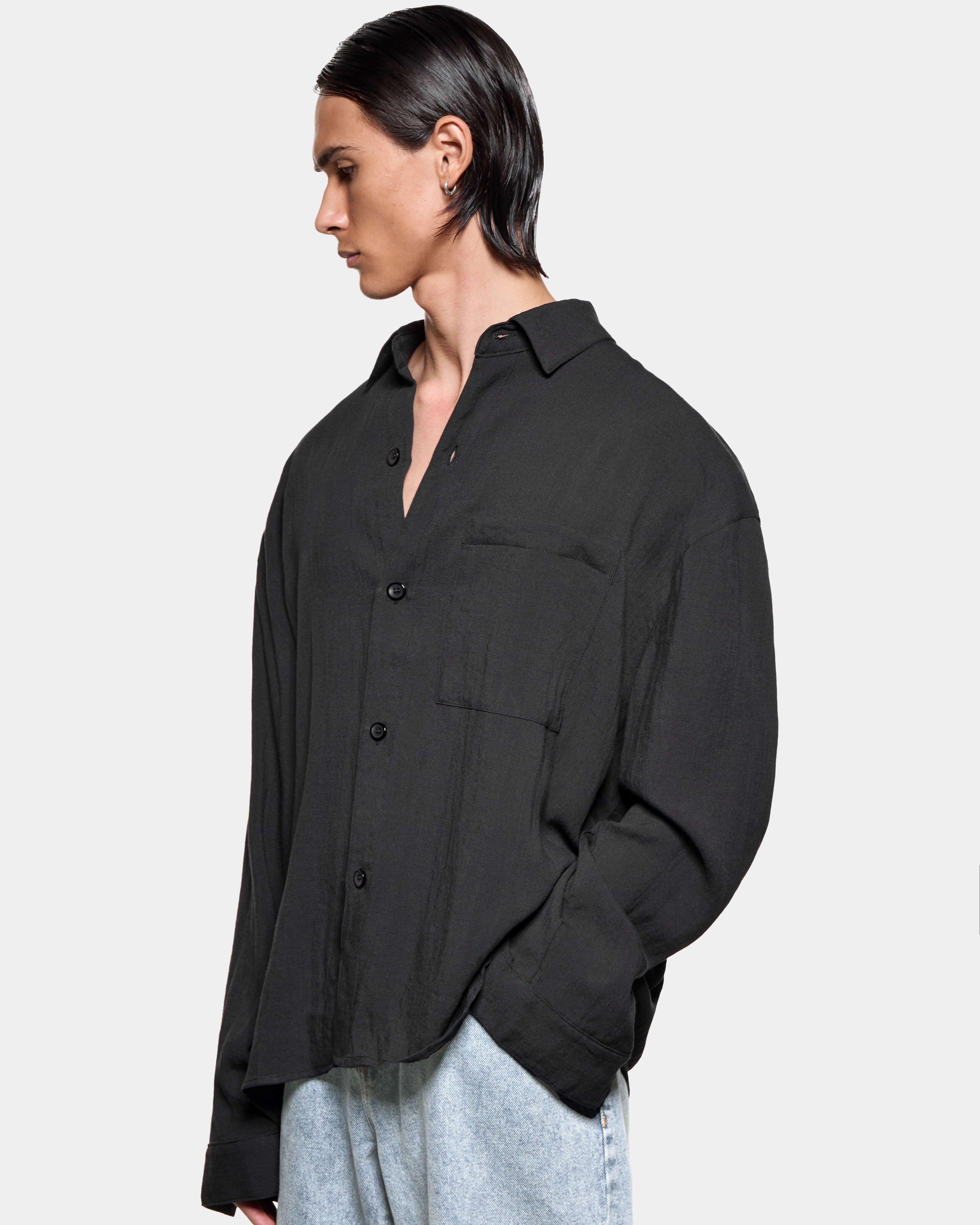DRAPE SLUB BOX DRESS SHIRT