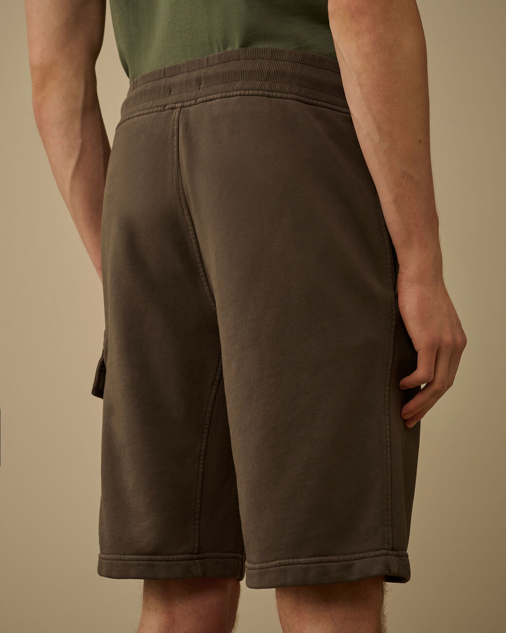 Cotton Diagonal Fleece Cargo Sweatshorts