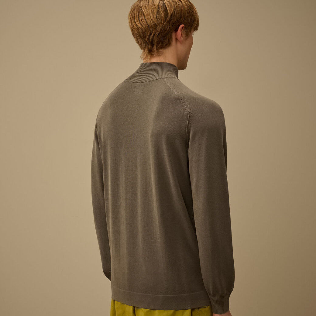 Cotton Crepe Half Zip Sweater