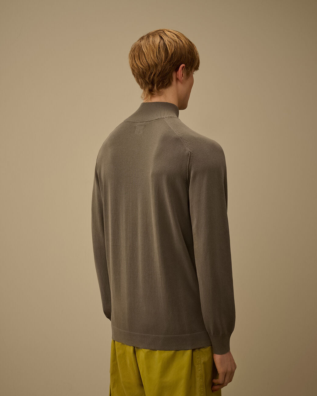 Cotton Crepe Half Zip Sweater
