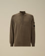 Cotton Crepe Half Zip Sweater