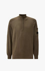 Cotton Crepe Half Zip Sweater