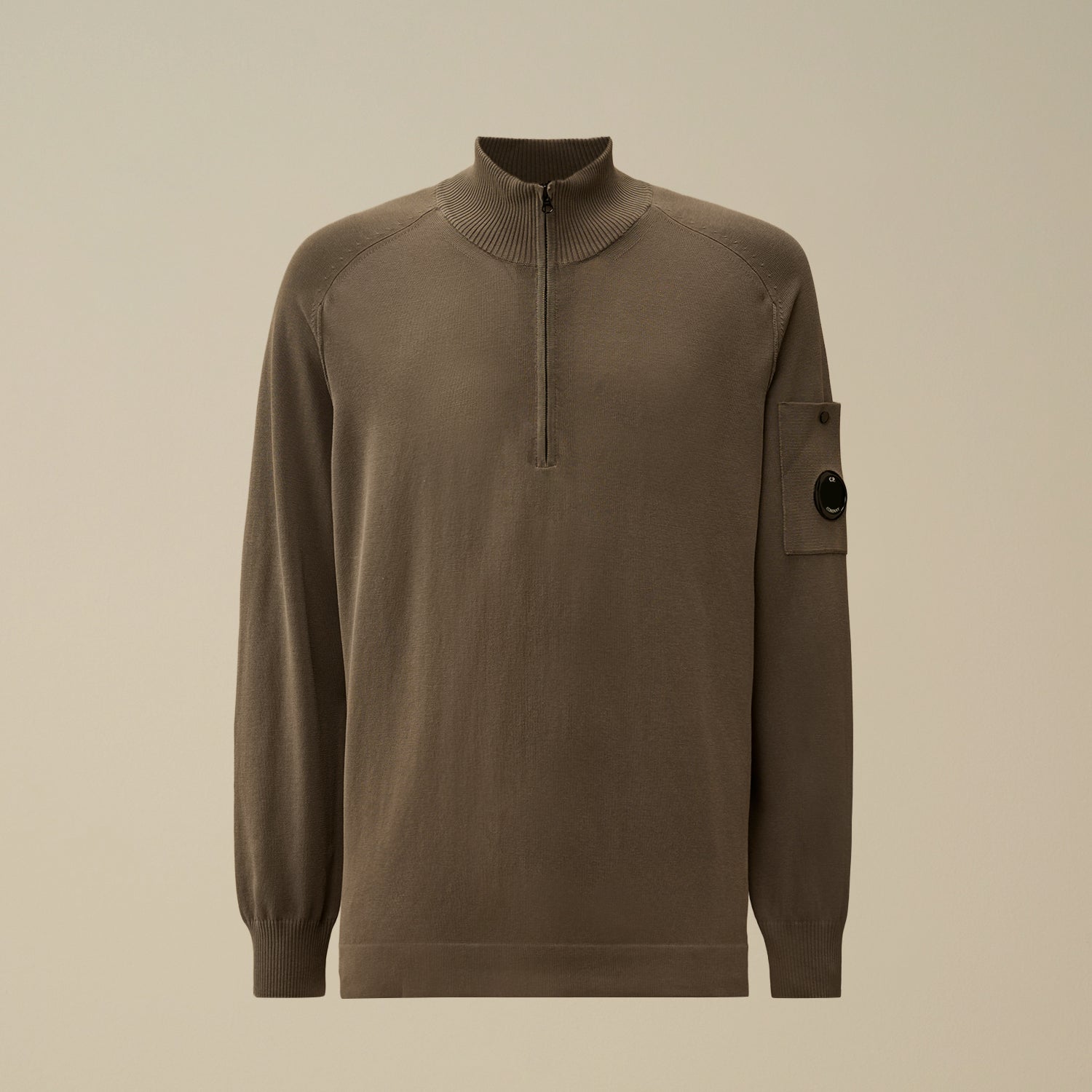 Cotton Crepe Half Zip Sweater