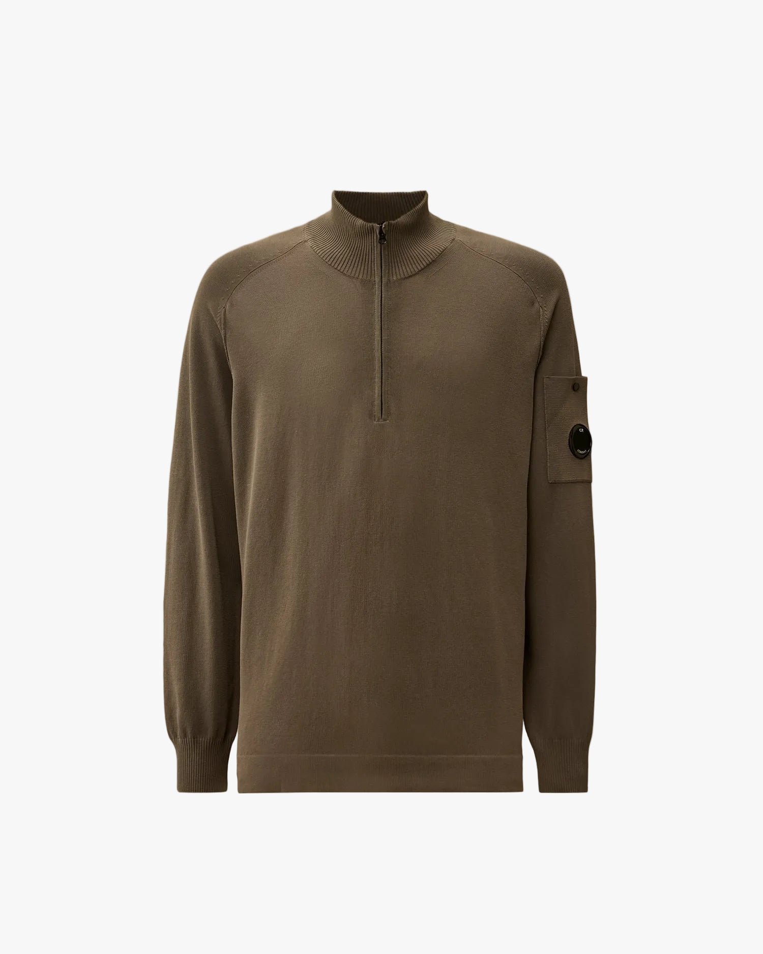 Cotton Crepe Half Zip Sweater