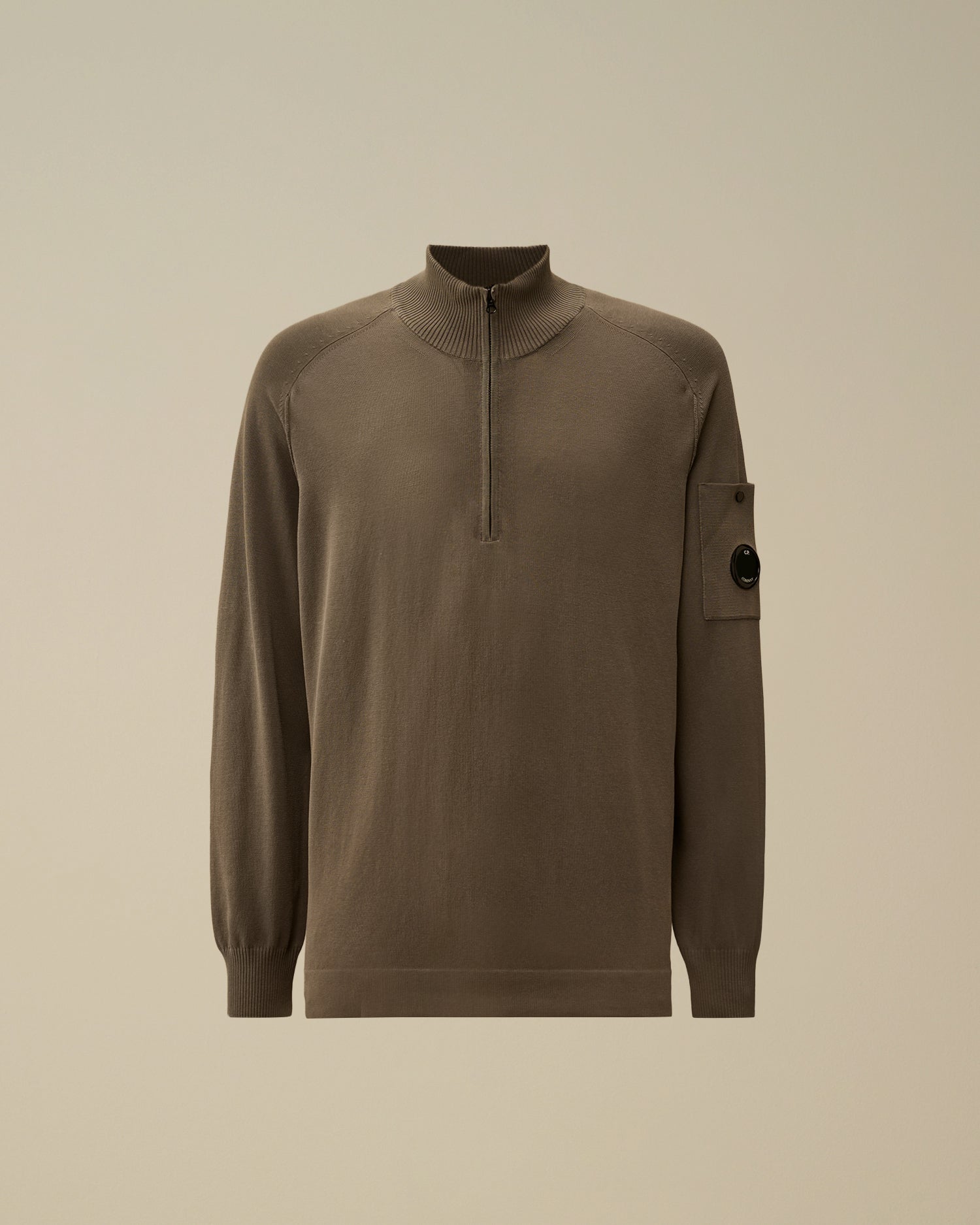 Cotton Crepe Half Zip Sweater