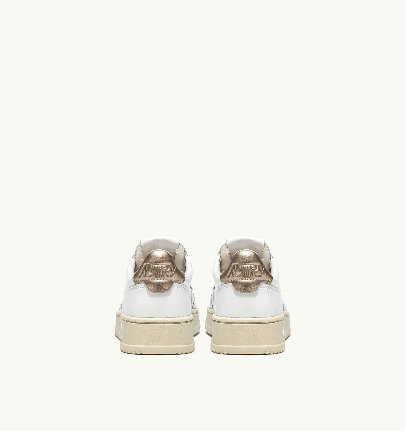 SNEAKERS MEDALIST LOW AUS LEDER IN WEISS UND GOLD METALLIC