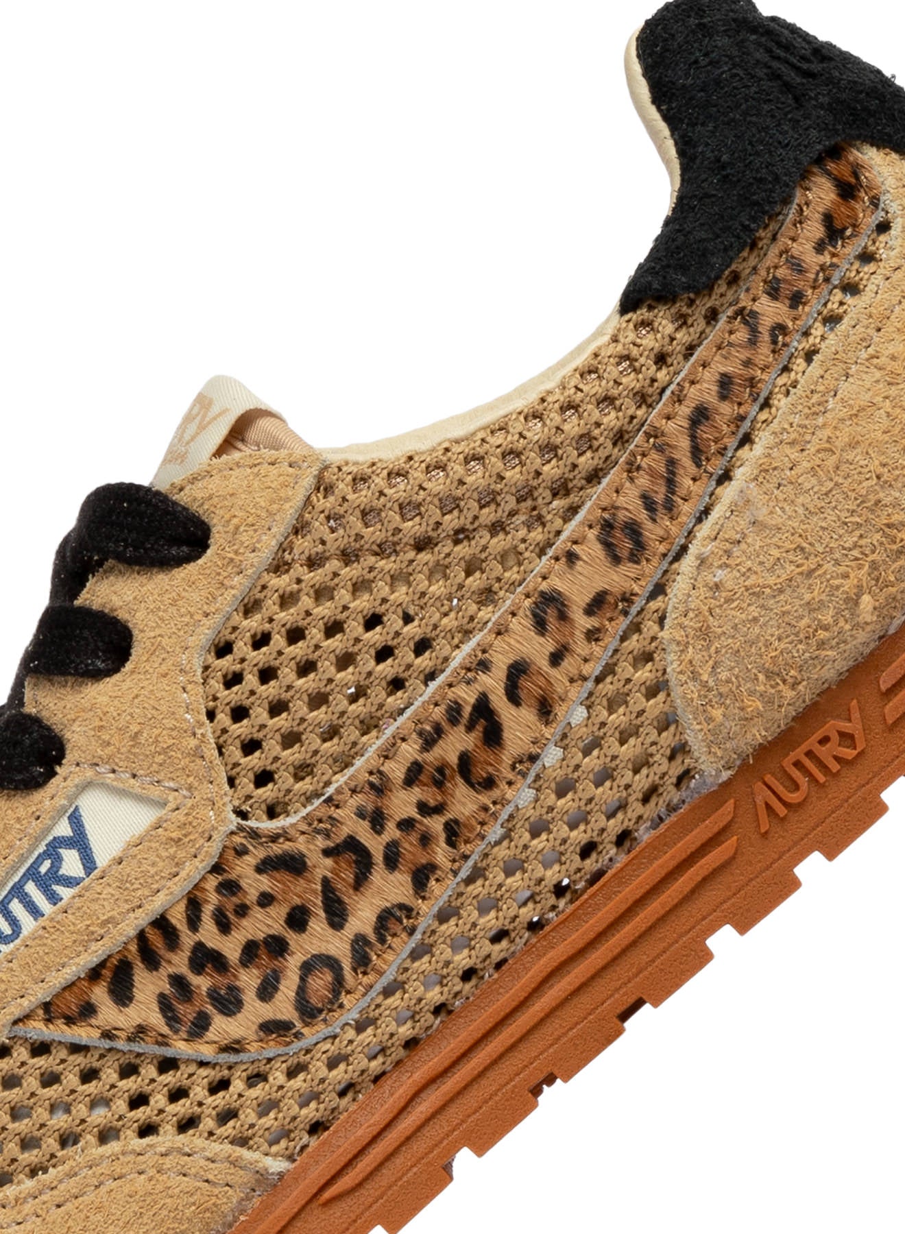 SNEAKERS WINDSPIN AUS MESH UND WILDLEDER IN TRENCH, LEOPARD UND SCHWARZ
