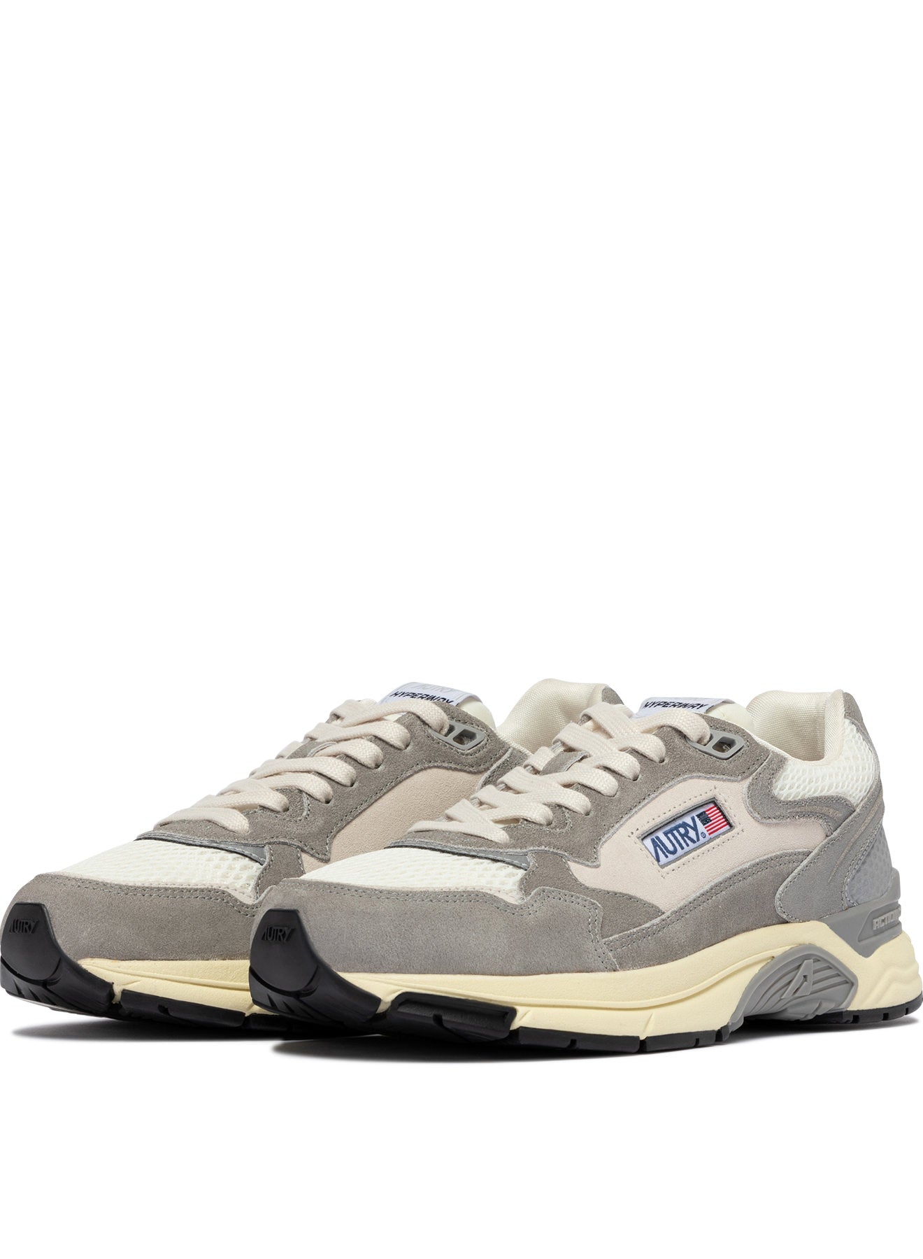 SNEAKERS HYPERWAY AUS MESH UND WILDLEDER IN WEISS UND PLUMBLEO