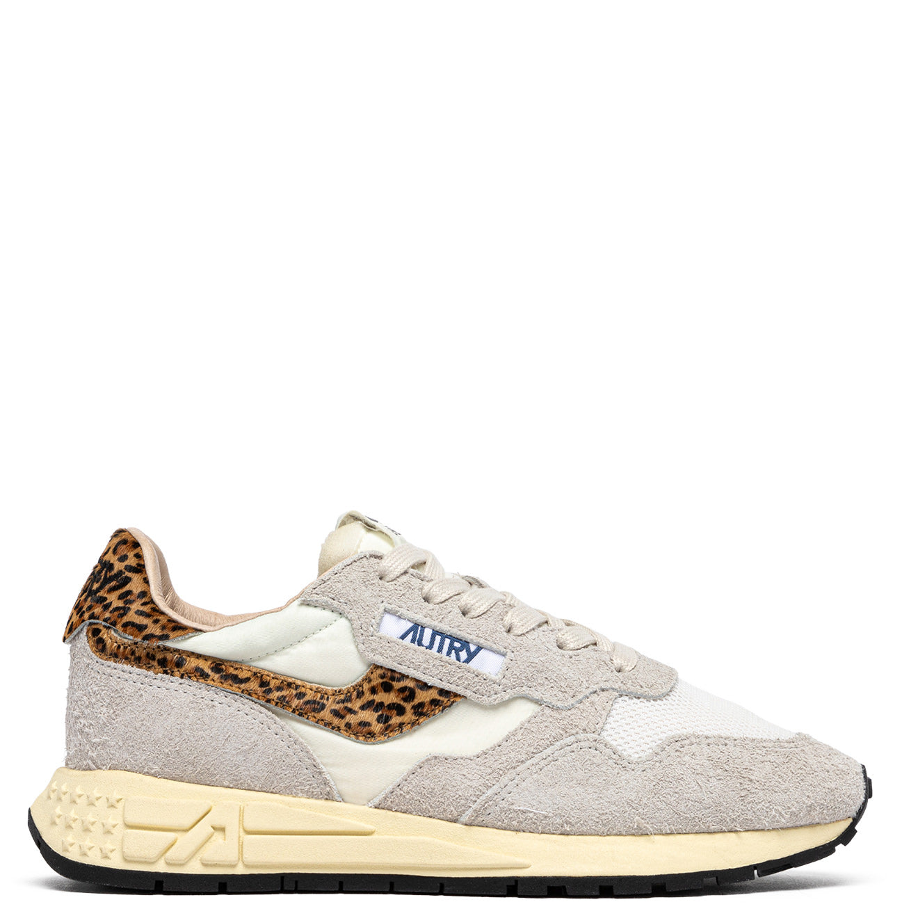 SNEAKERS REELWIND AUS NYLON UND WILDLEDER IN WEISS UND LEOPARD