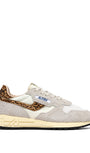 SNEAKERS REELWIND AUS NYLON UND WILDLEDER IN WEISS UND LEOPARD