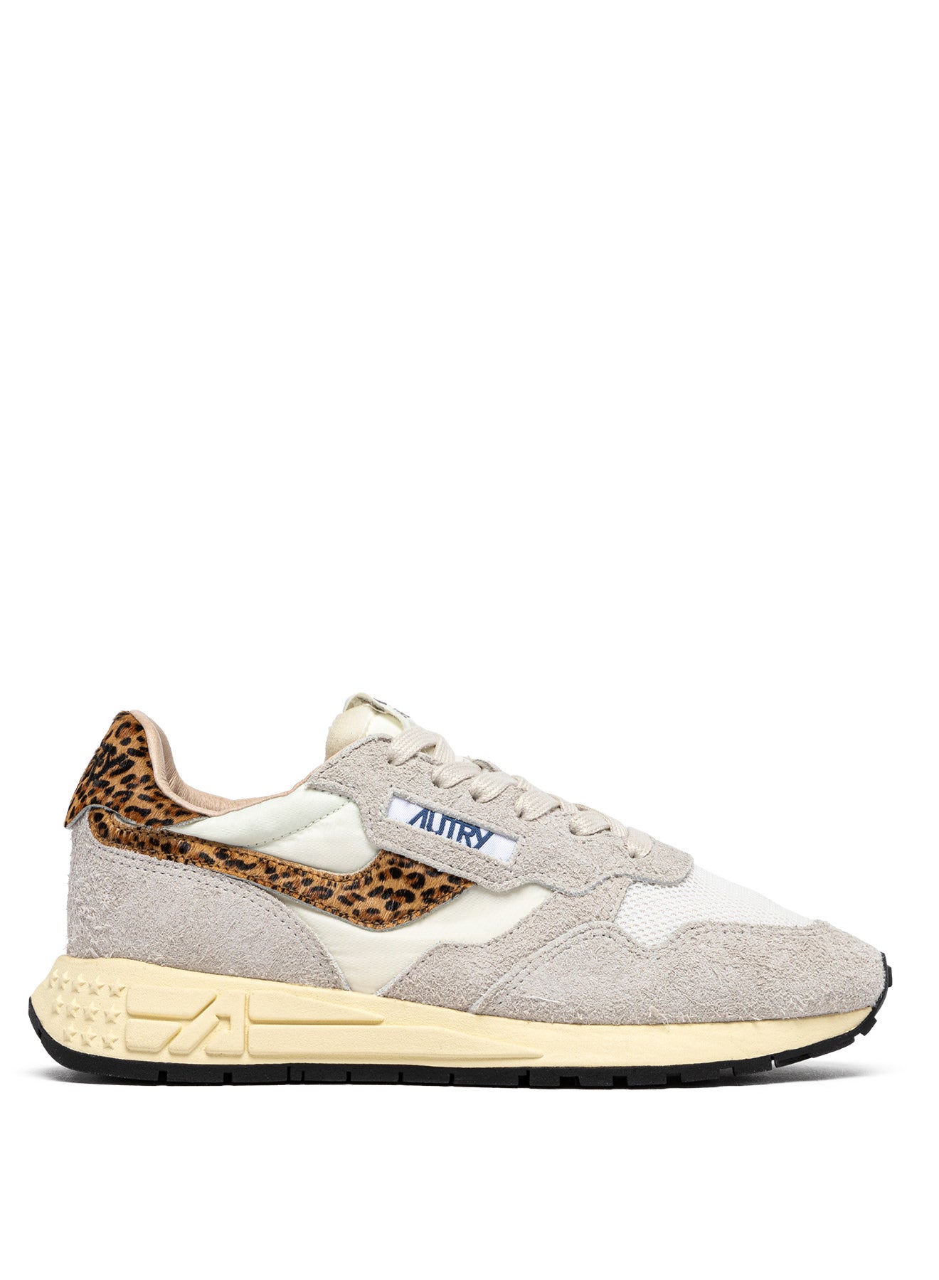 SNEAKERS REELWIND AUS NYLON UND WILDLEDER IN WEISS UND LEOPARD