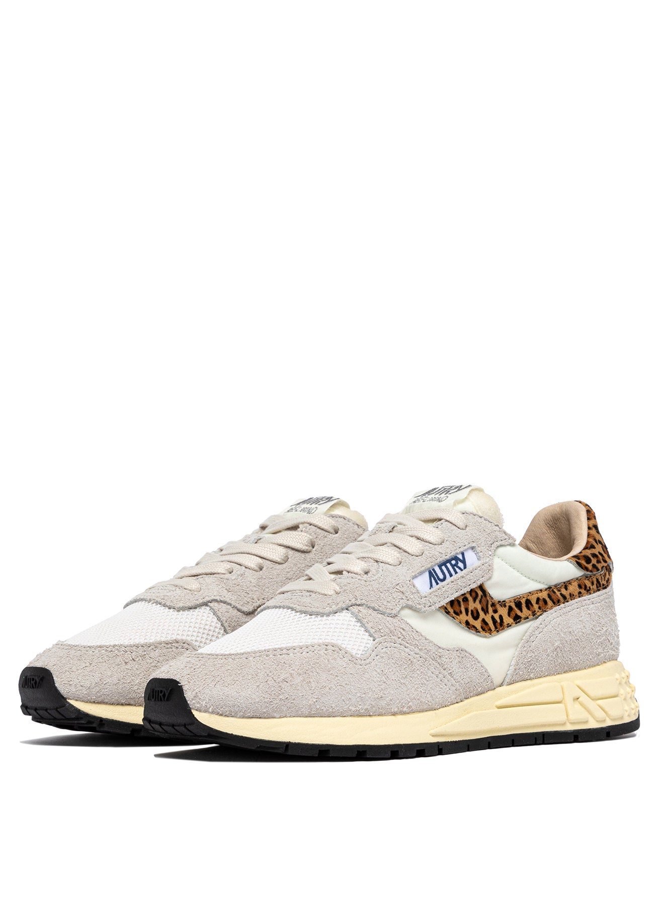 SNEAKERS REELWIND AUS NYLON UND WILDLEDER IN WEISS UND LEOPARD