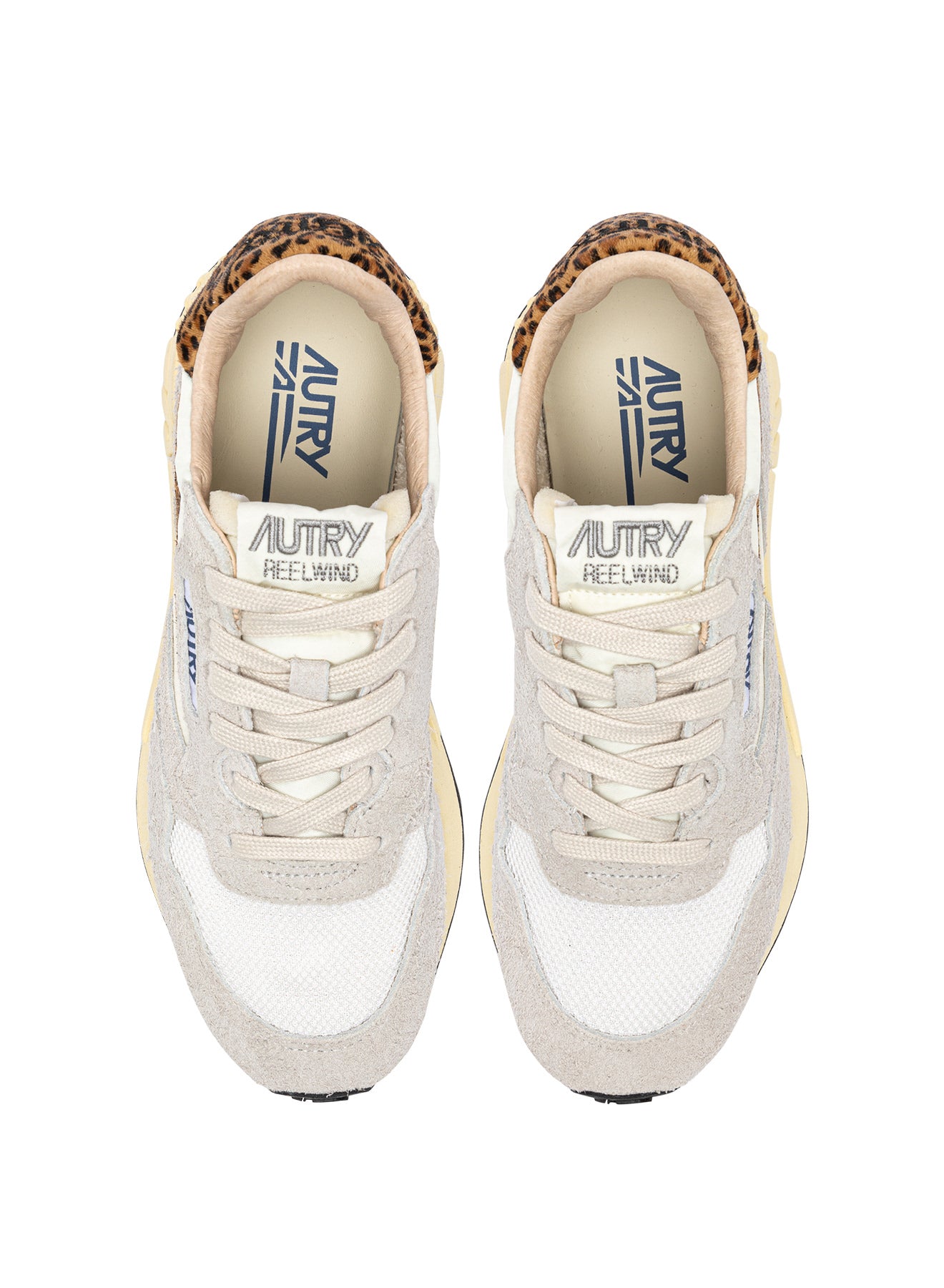 SNEAKERS REELWIND AUS NYLON UND WILDLEDER IN WEISS UND LEOPARD